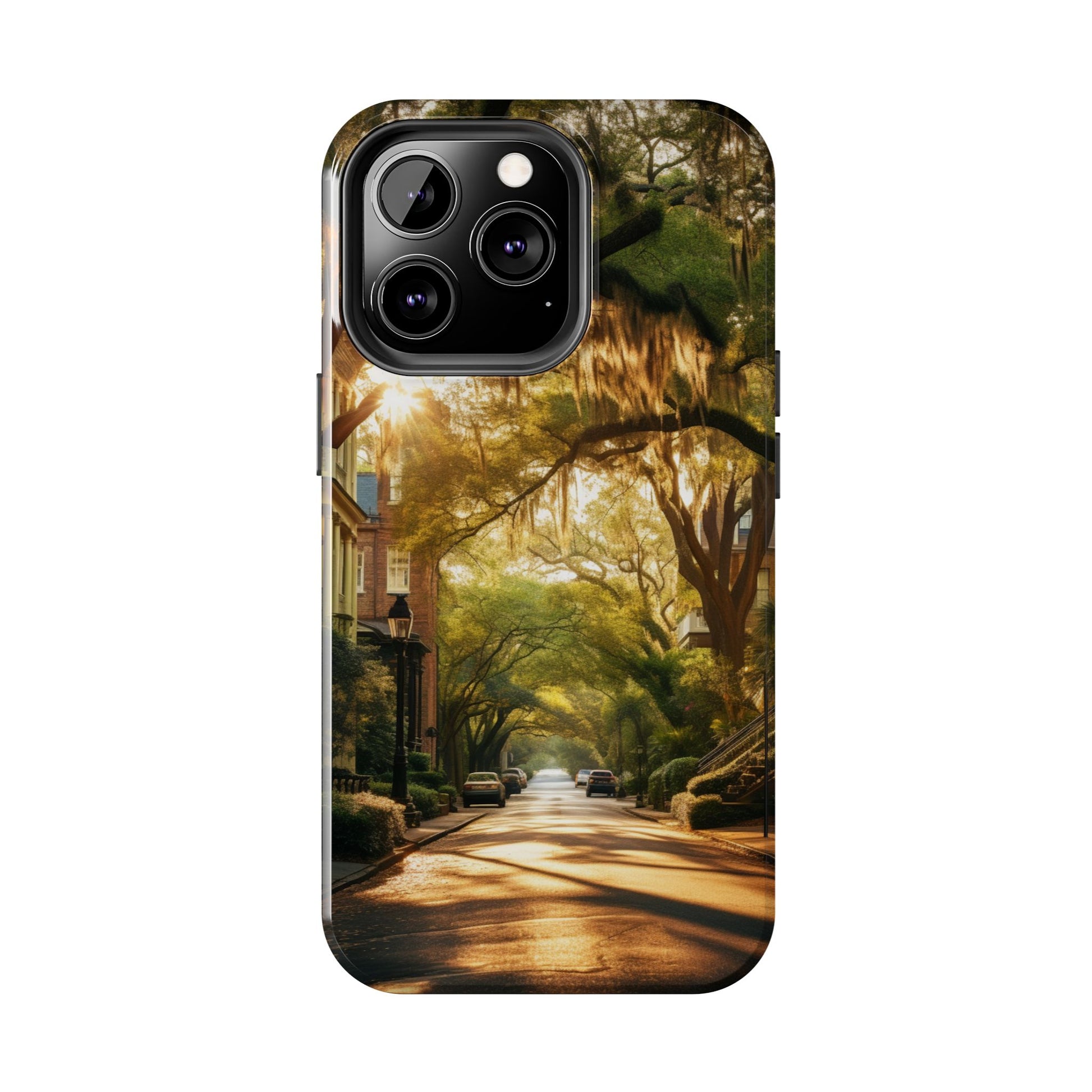 Historic Savannah Georgia Street Scene Phone Case - Unique Protective Cover for iPhone Models, Perfect Souvenir or Gift