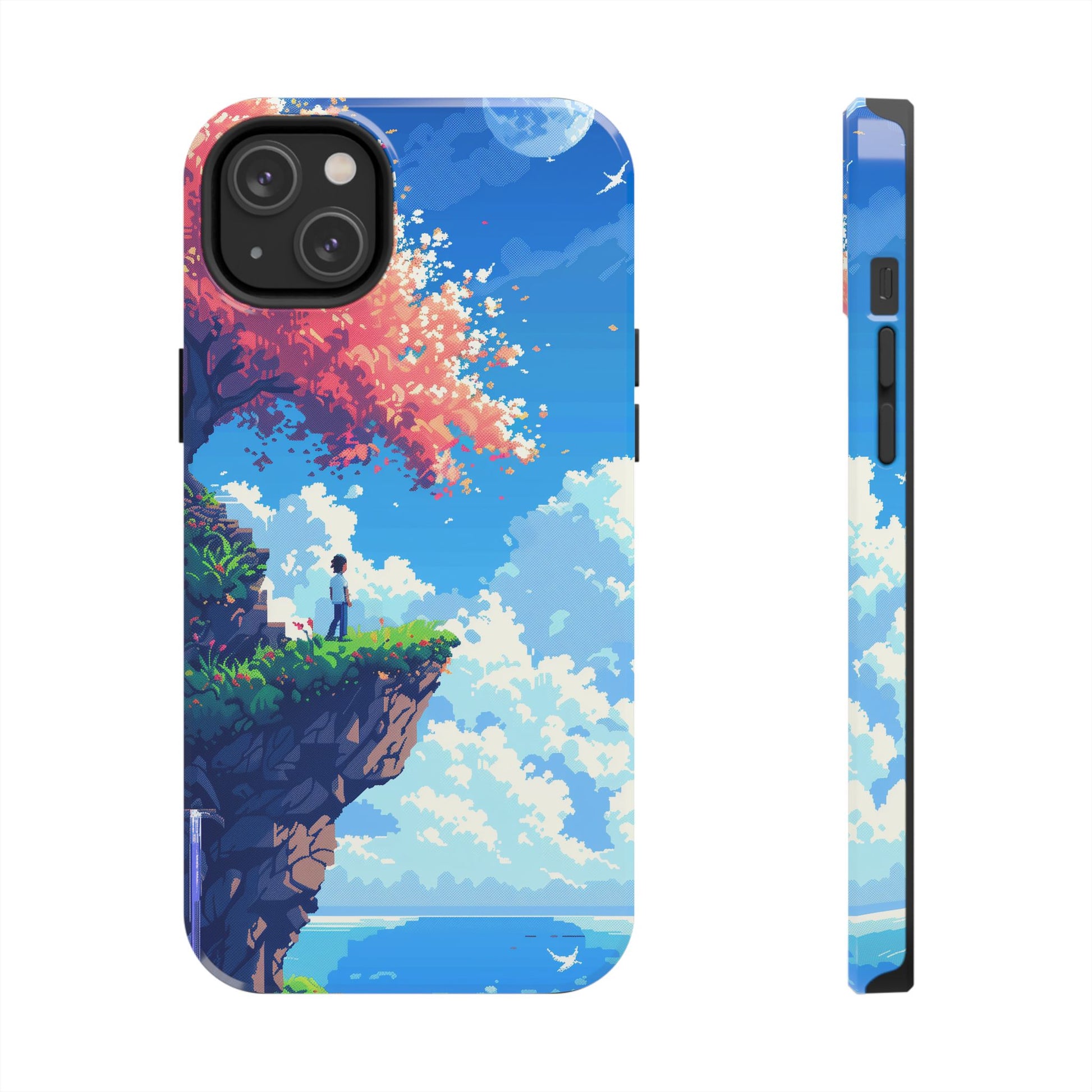 Pixel Art Video Game Landscapes Phone Case, Retro Gaming Pixelated Design, Geeky Gamer Phone Cover, Unique Video Game Art Accessories