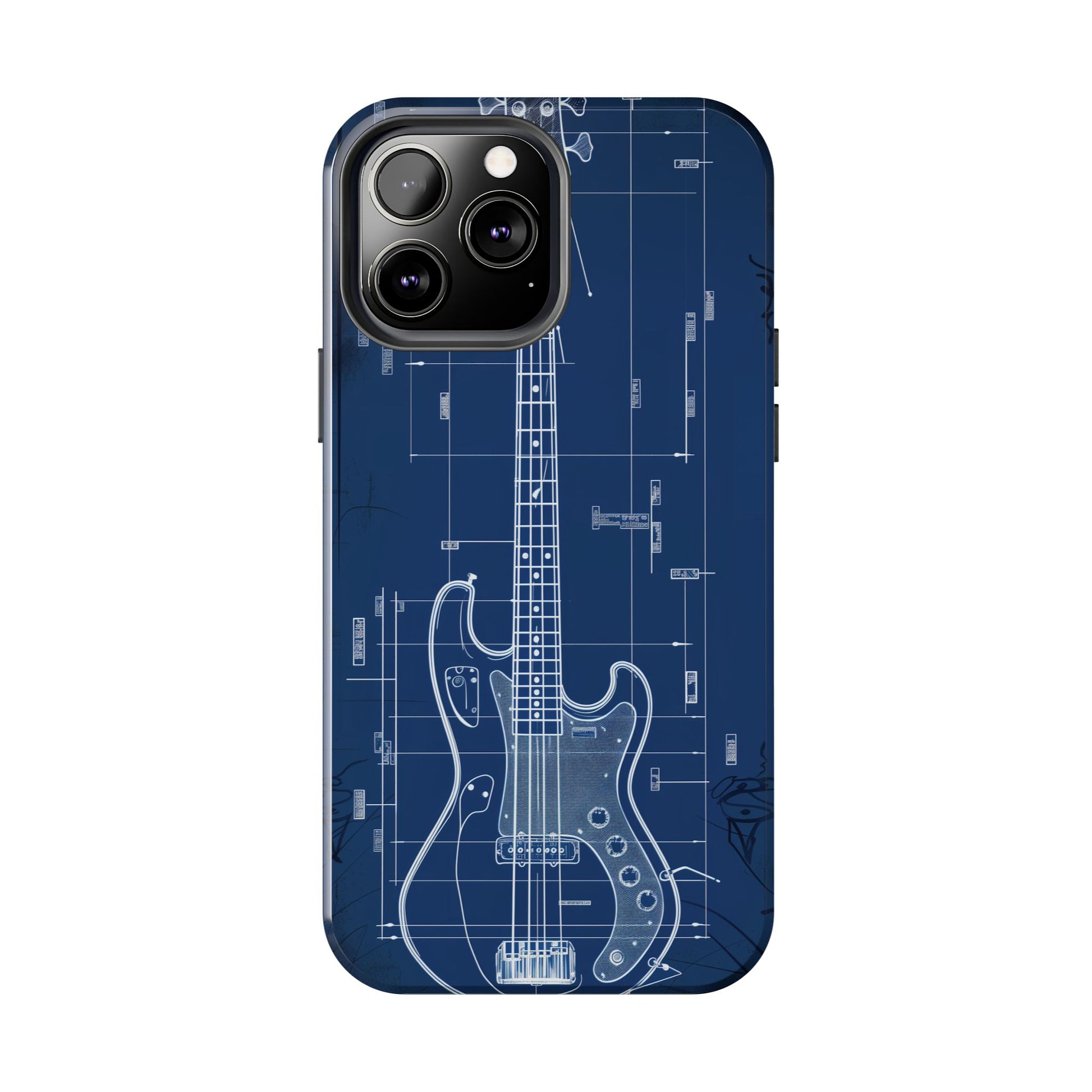 Guitar Phone Case Blueprint Schematic Vintage Custom Design Fender Gibson Rickenbacker Custom Rock Music Phone Accessories Musician Gift