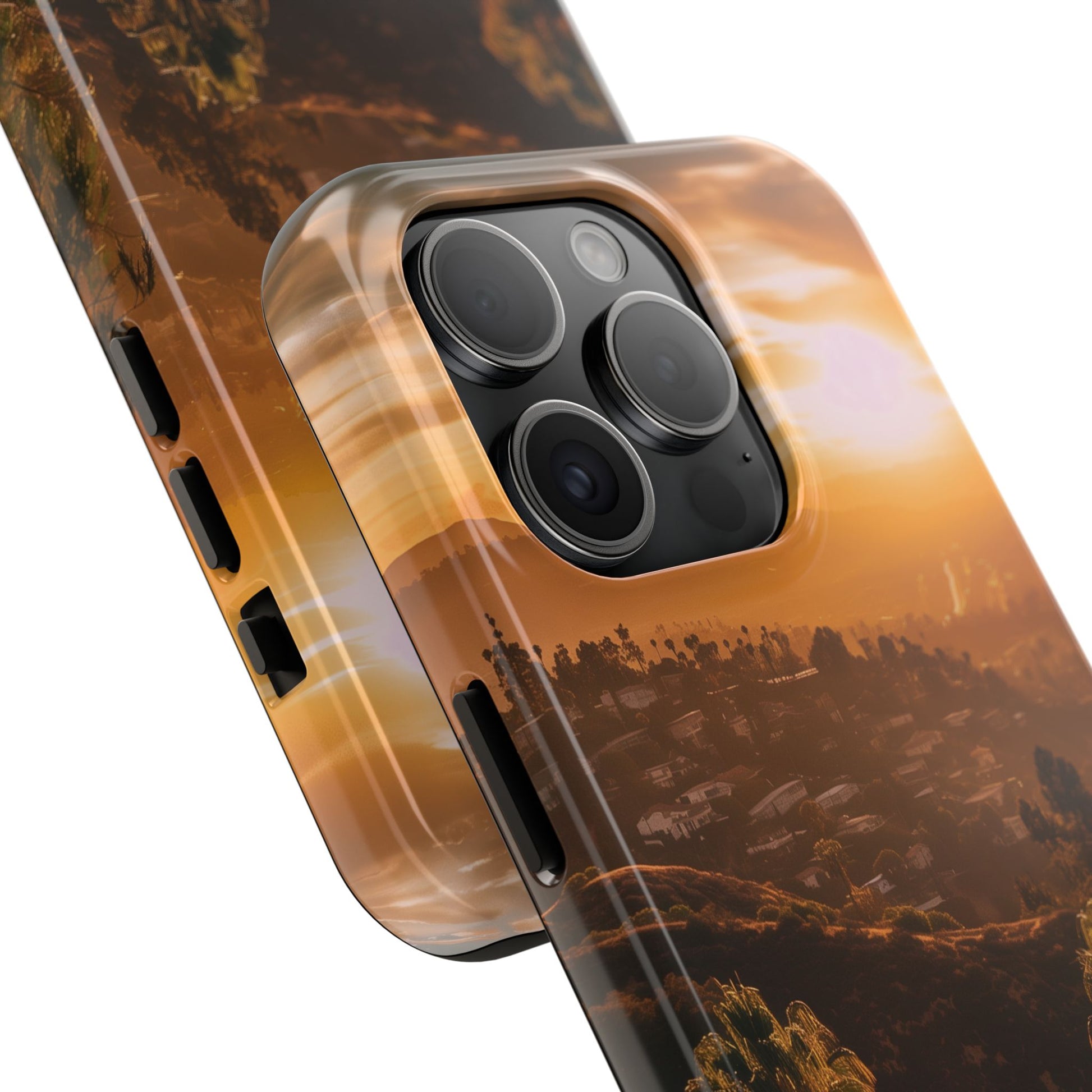 Los Angeles Sunset iPhone Case, Golden Hour Scenic View, Hollywood Hills Sunset Phone Case, Palm Trees Phone Case, iphone 15 pro max case