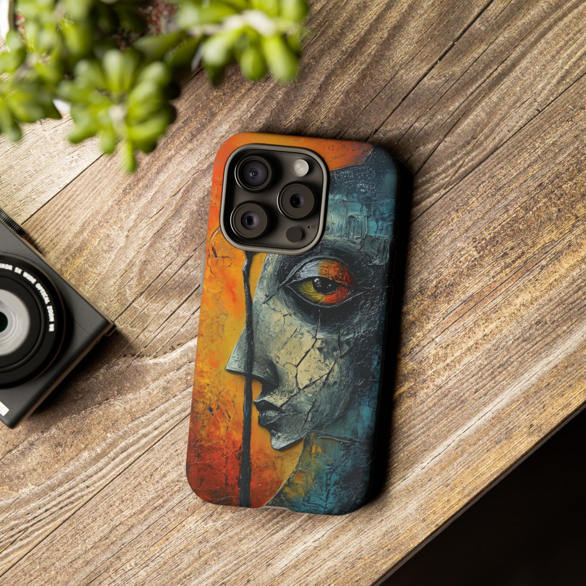 Surrealist Art Phone Case Salvador Dali Style Face Tough Case Unique Artistic 3D Textured Look Surrealism Gift Art iPhone 13 14 15 16
