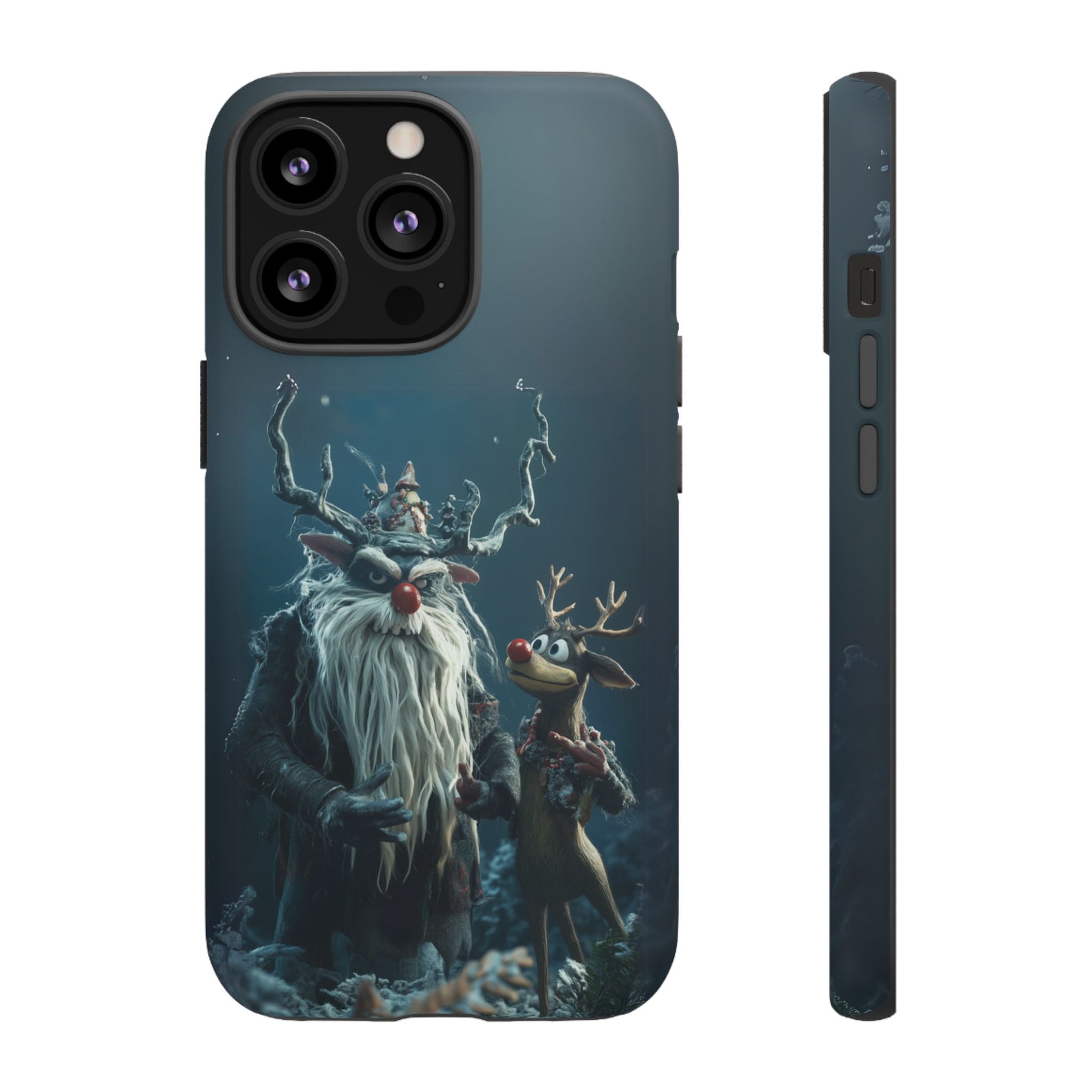 Christmas Rudolph Red Nose Reindeer Krampus Rankin Bass 3D Phone Case Festive Snowflakes iPhone 13 14 15 16 Pro Max Galaxy Pixel