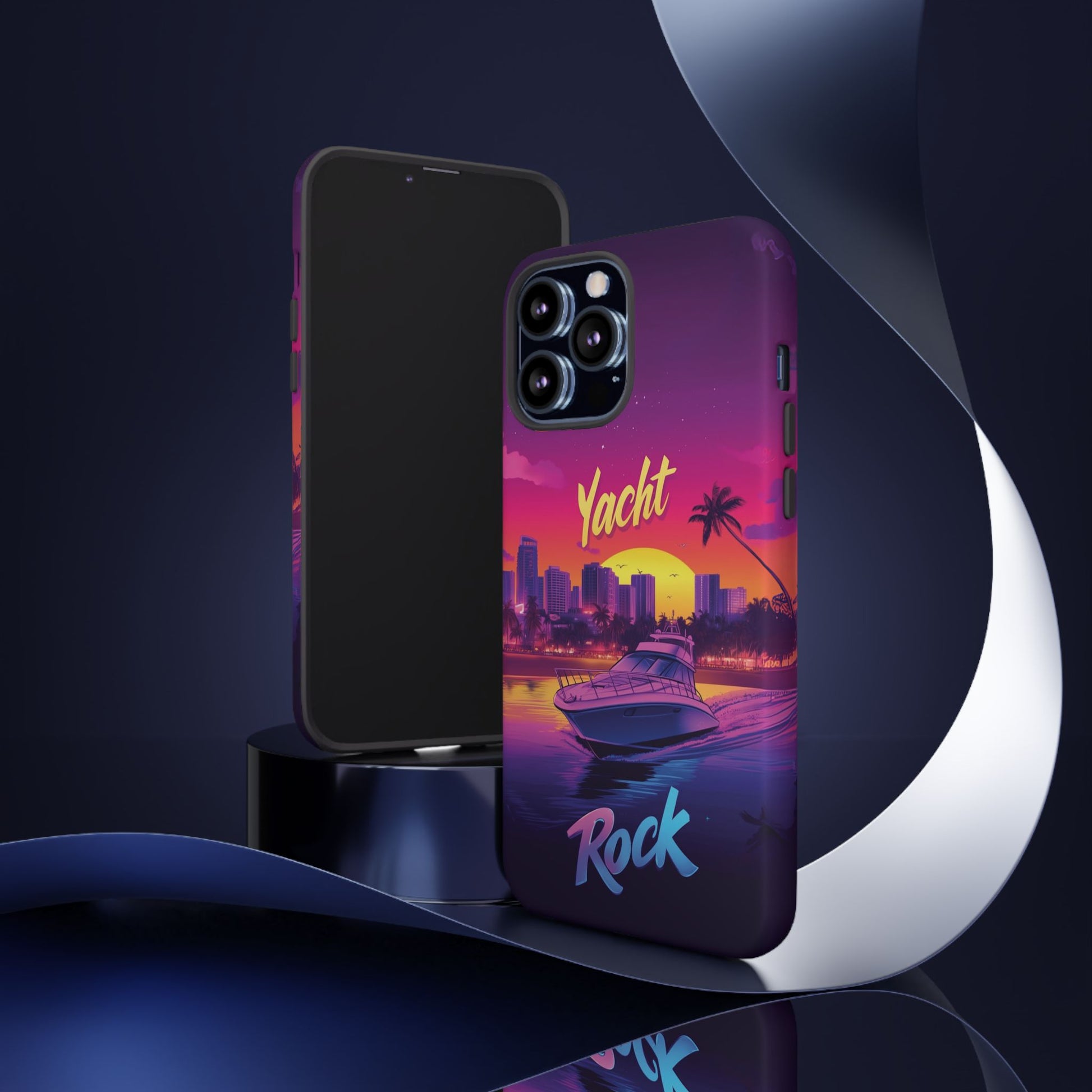 Yacht Rock Custom Phone Case iPhone 13 14 15 16 Pro Max Sunset Cruise Harbor Miami Vice Yacht Rock Gift Boating Captain South Beach Surfing
