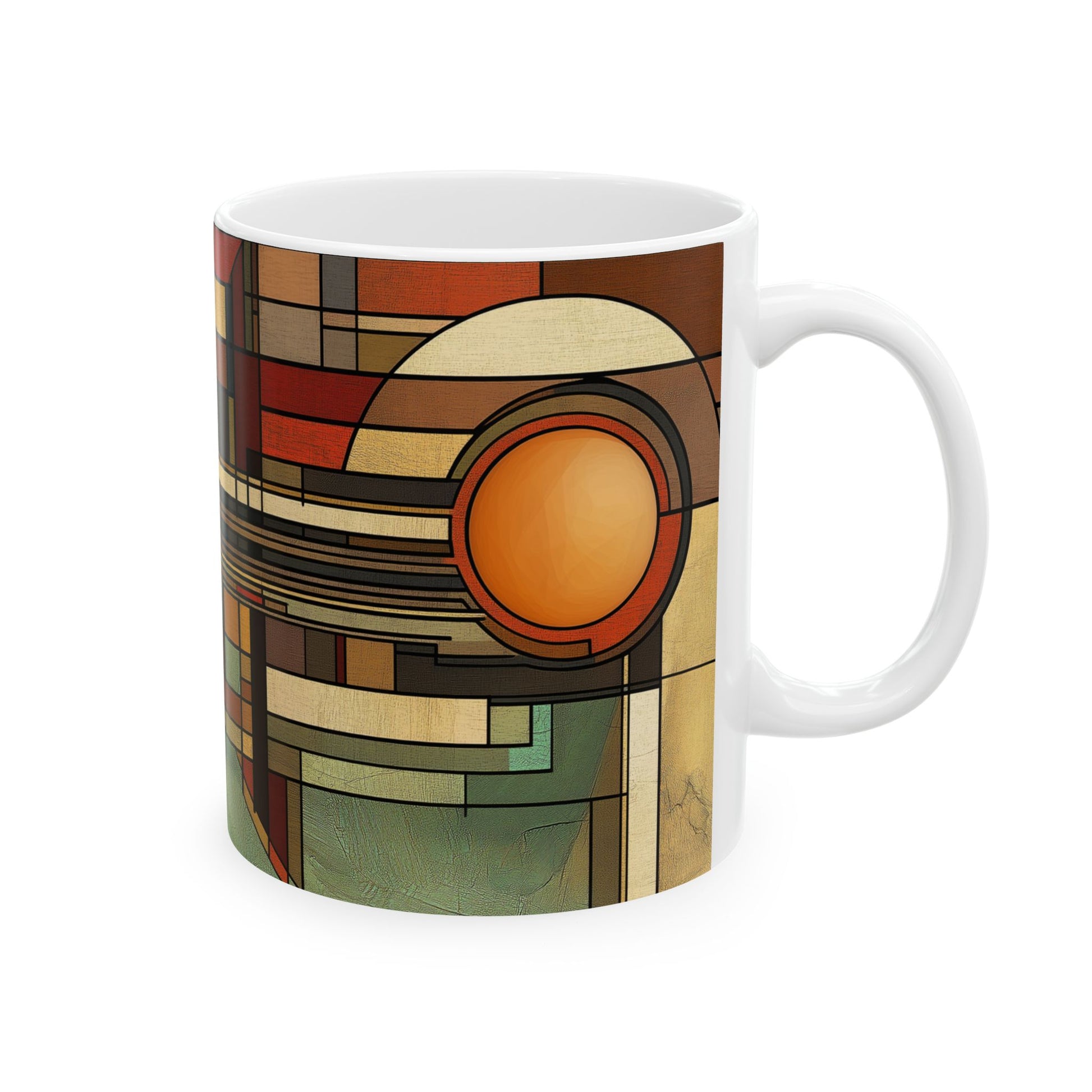 Frank Lloyd Wright Prairie Style Coffee Mug | 11oz Ceramic | Usonian Geometric Design