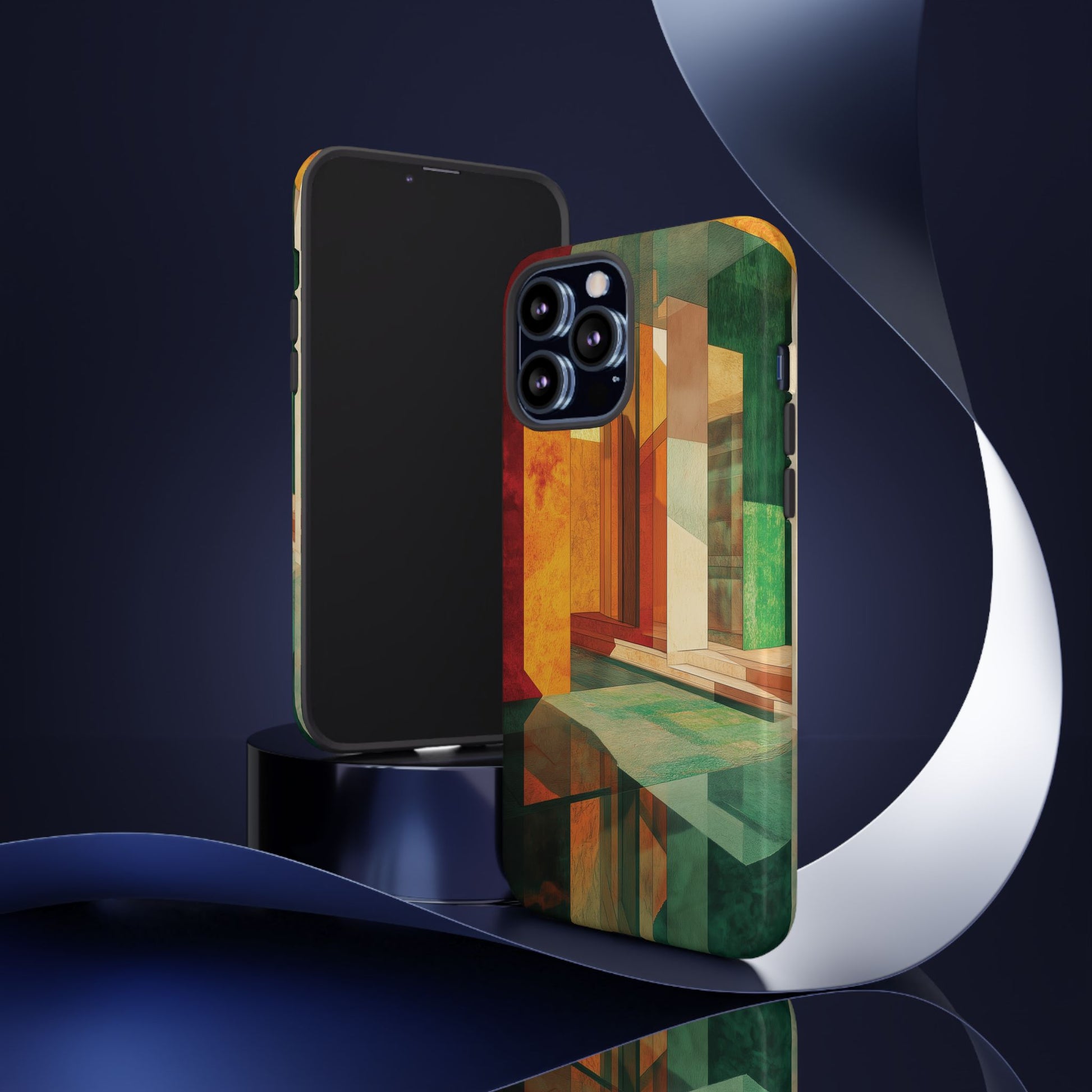 Art Deco Frank Lloyd Wright Inspired Usonian Phone Case Geometric Stained Glass Art Deco Marble Gold 13 14 15 16 iPhone Pro Max Galaxy Pixel
