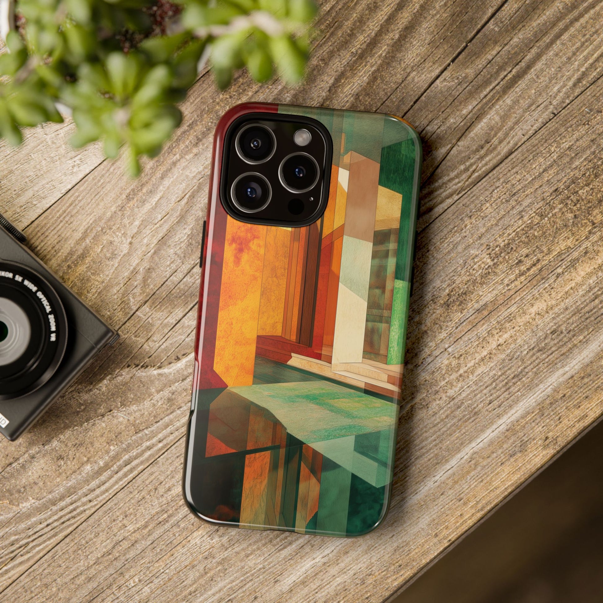 Art Deco Frank Lloyd Wright Inspired Usonian Phone Case Geometric Stained Glass Art Deco Marble Gold 13 14 15 16 iPhone Pro Max Galaxy Pixel