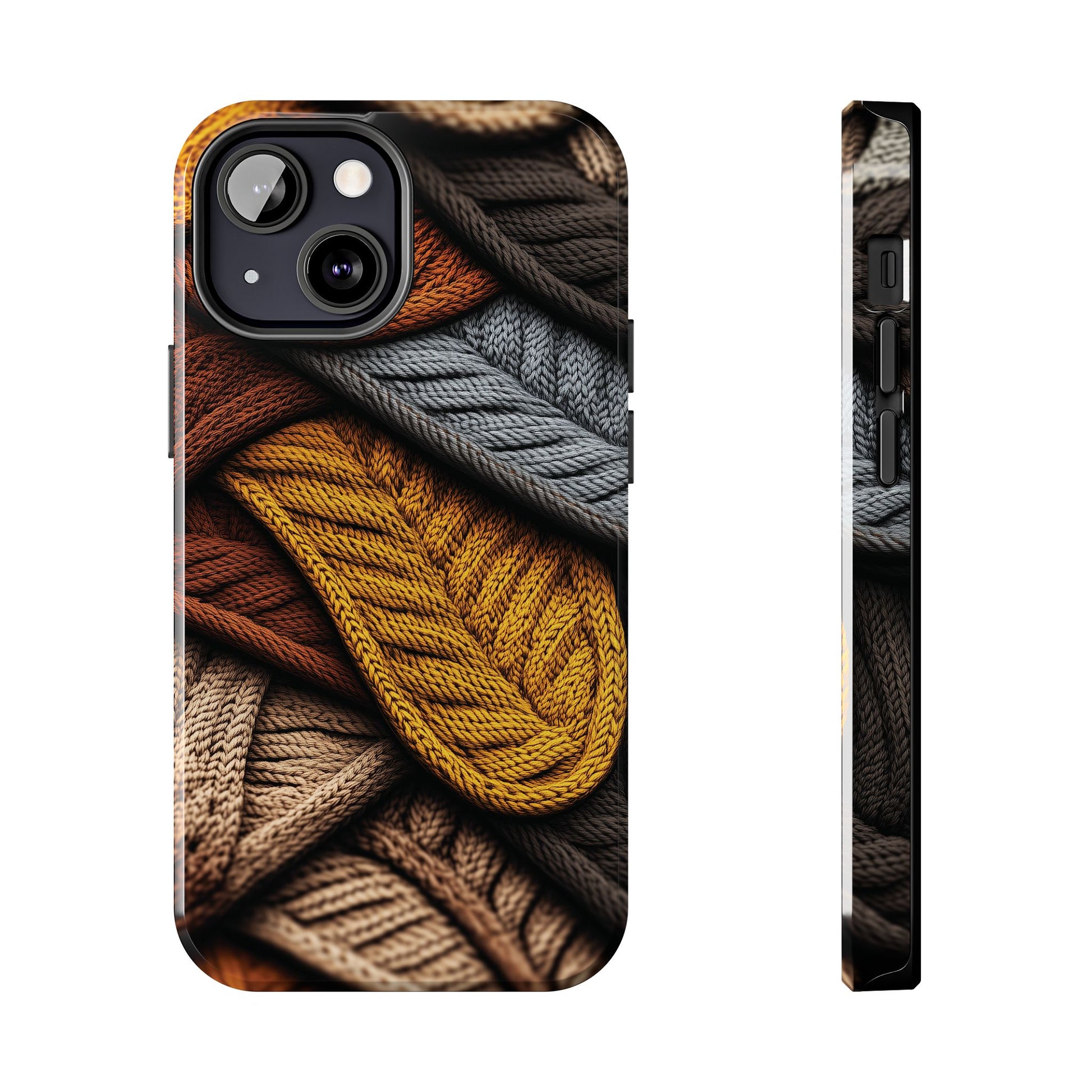 Cottagecore Fall Knit Sweater Cozy Phone Case Boho Embroidered Fall Colors Phone Cover for iPhone 13 14 15 Pro, Samsung Galaxy S22 S23