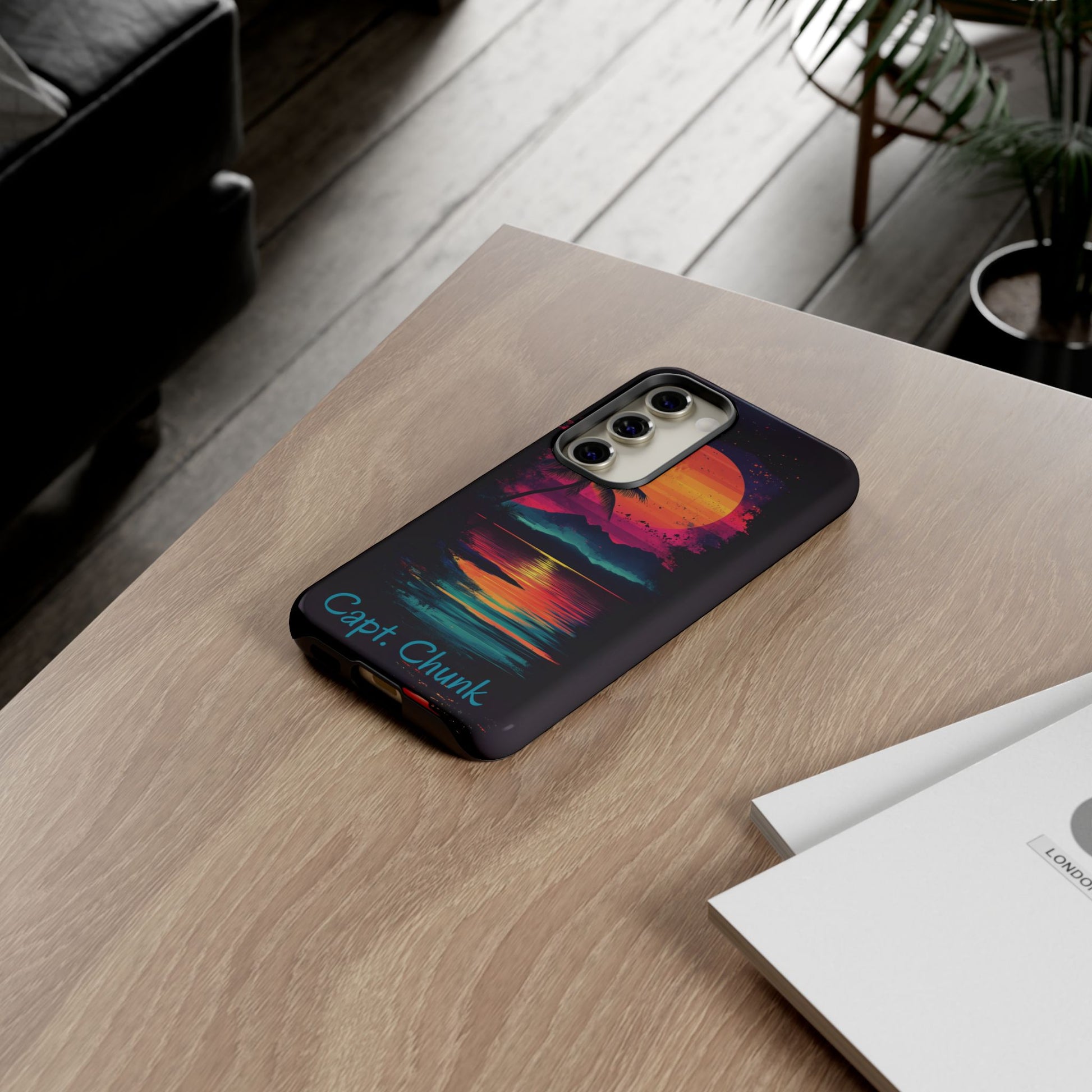 Custom Personalized Retro Palm Tree Sunset Phone Case iPhone 14 15 16 Pro Max Galaxy S24 Google Pixel Mountain Beach Fantasy Surfing Neon