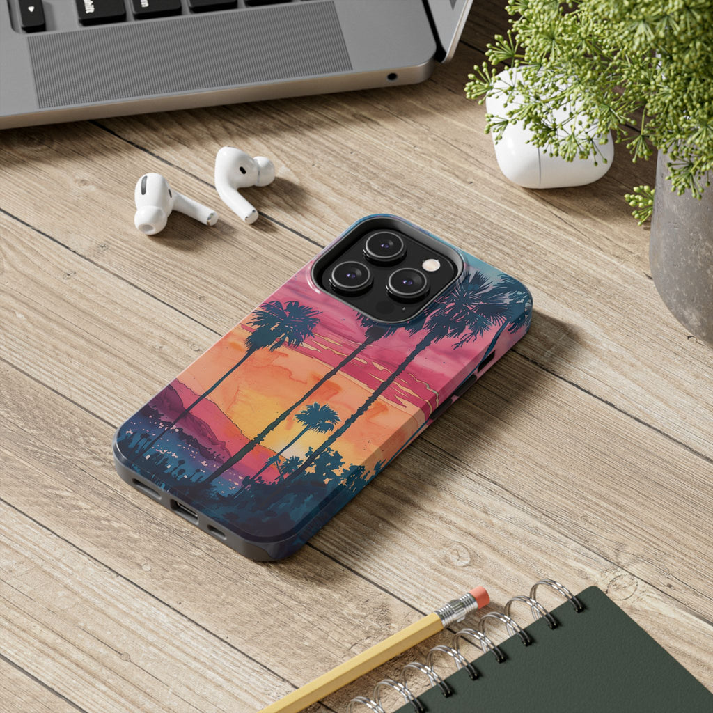 Los Angeles Sunset iPhone Case, Golden Hour Scenic View, Hollywood Hills Sunset Phone Case, Palm Trees Phone Case, iphone 15 pro max case
