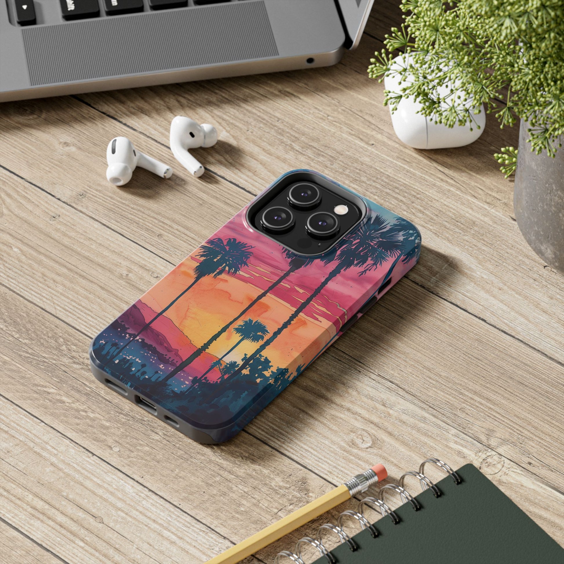 Los Angeles Sunset iPhone Case, Golden Hour Scenic View, Hollywood Hills Sunset Phone Case, Palm Trees Phone Case, iphone 15 pro max case