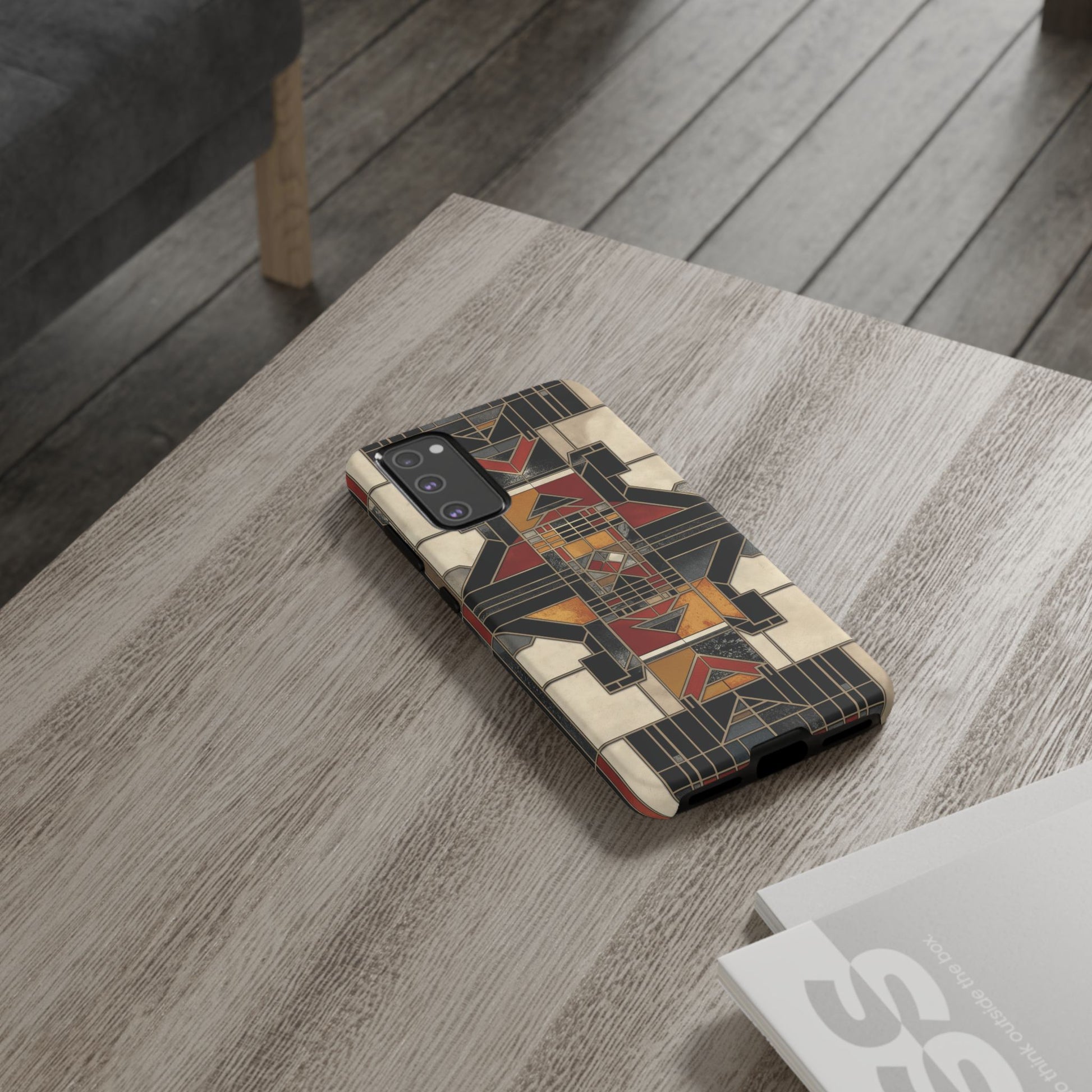 Stained Glass Art Deco Southwest Prairie Style Frank Lloyd Phone Case Geometric Marble Gold 13 14 15 16 iPhone Pro Max Galaxy Pixel
