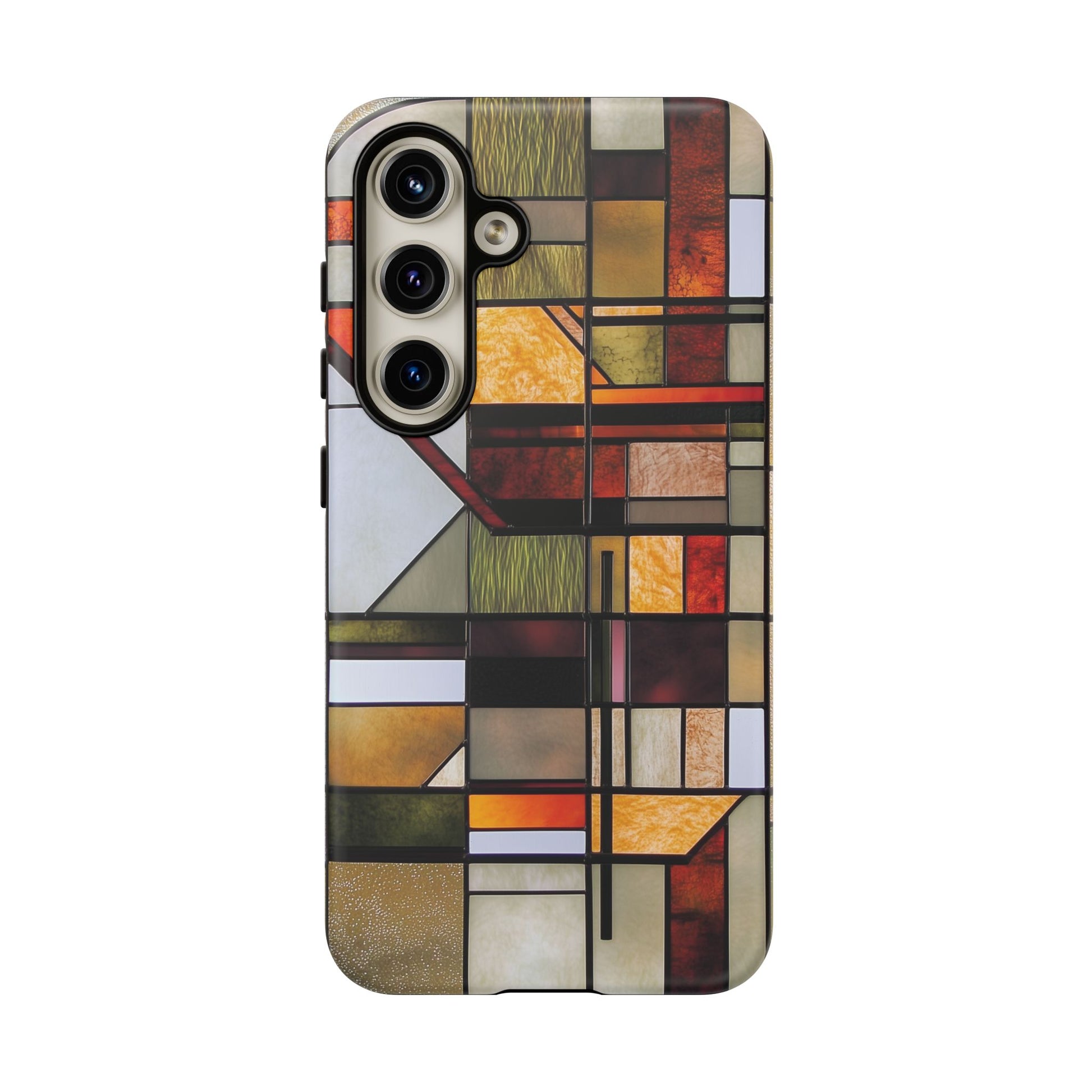 Stained Glass Phone Case Art Deco Frank Lloyd Wright Cottage Core Usonian Prairie Style Geometric Stylish  iPhone 14 15 16 Pro