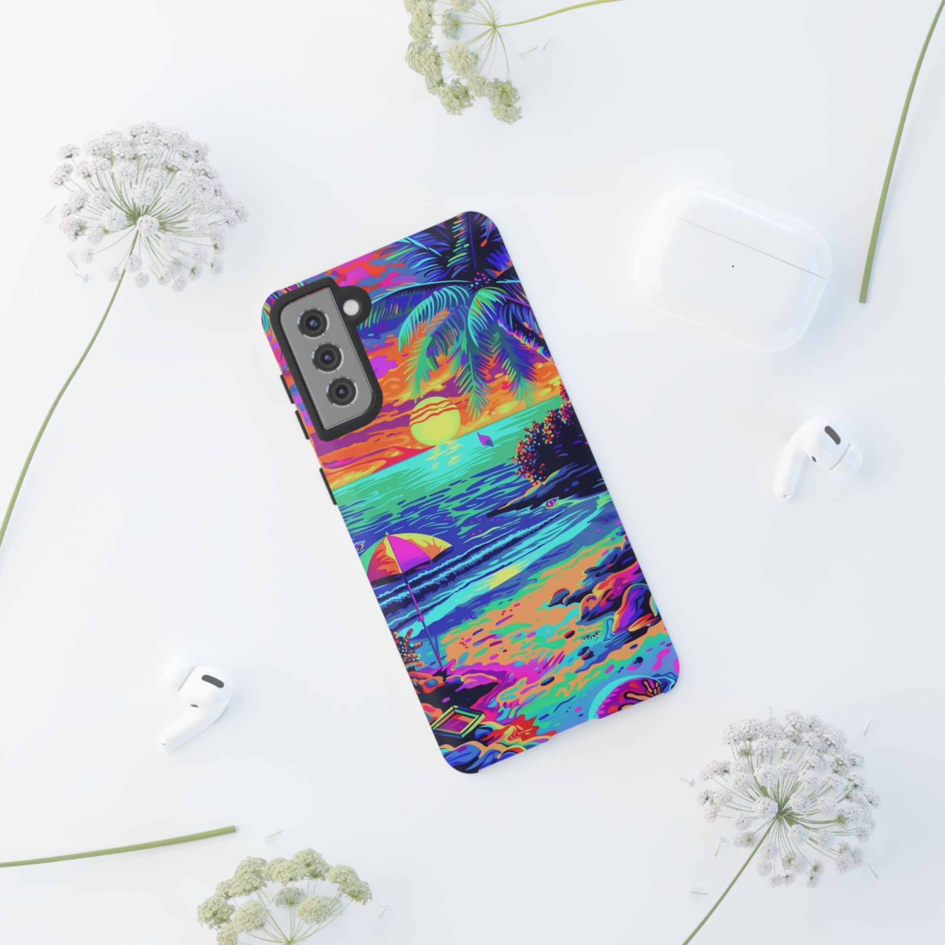 Beach Bliss: Durable Android Phone Case with Lisa Frank Style