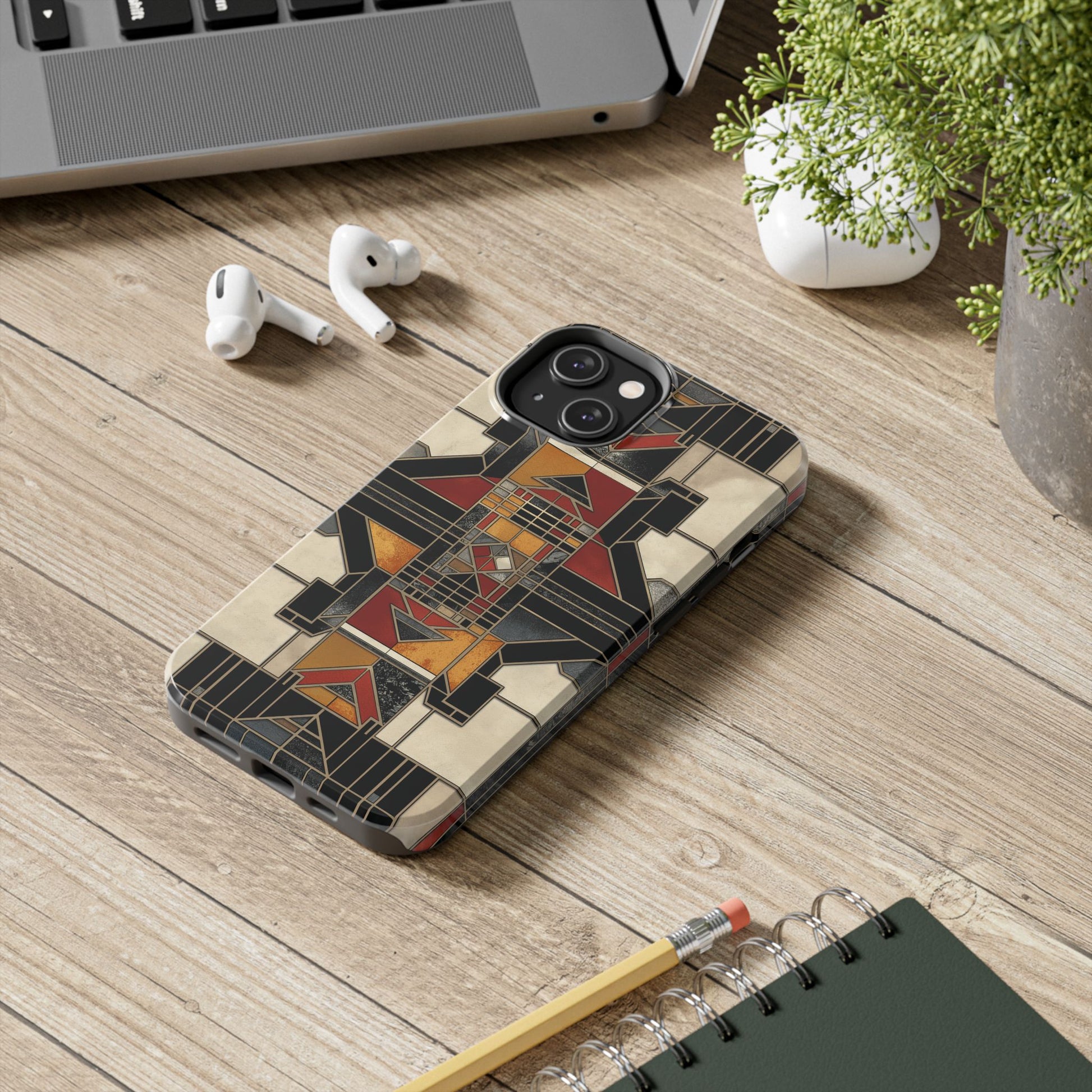 Frank Lloyd Wright Inspired Stained Glass Phone Case - Geometric Elegance for iPhone Models