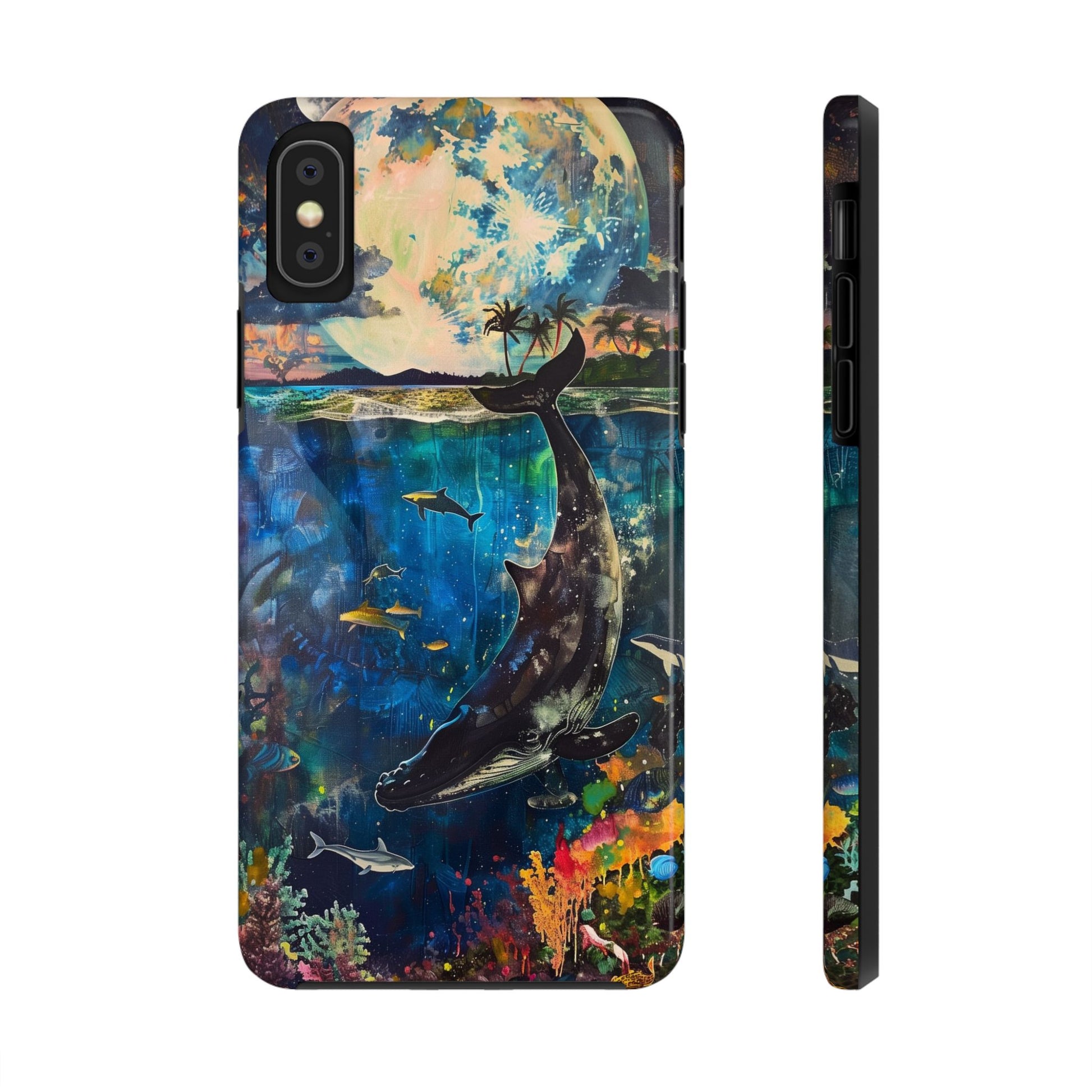 Abstract Moonlit Whale Underwater Phone Case - Durable and Stunning Protective Cover