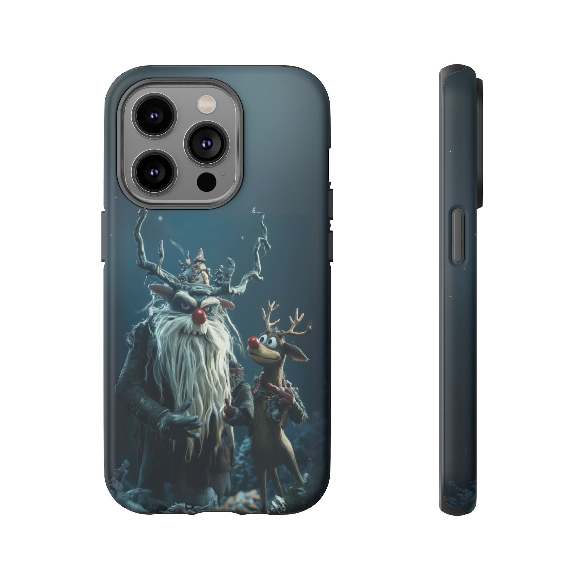 Christmas Rudolph Red Nose Reindeer Krampus Rankin Bass 3D Phone Case Festive Snowflakes iPhone 13 14 15 16 Pro Max Galaxy Pixel