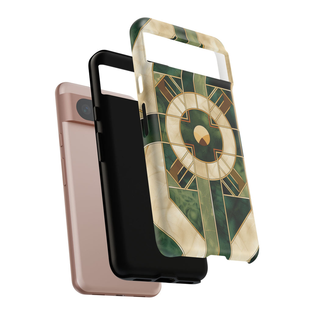 Green Frank Lloyd Wright Inspired Phone Case Geometric Elegance Stained Glass Art Deco Marble Gold 13 14 15 16 iPhone Pro Max Galaxy Pixel