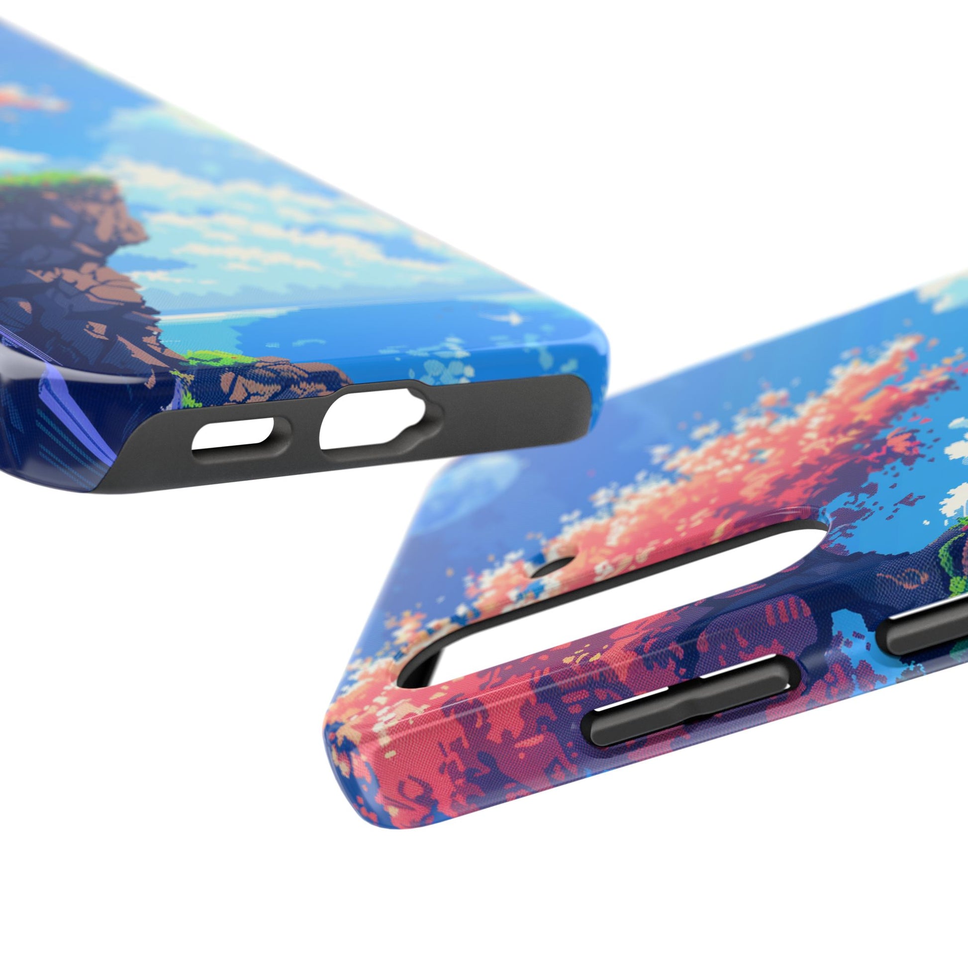 Pixel Art Video Game Landscapes Phone Case, Retro Gaming Pixelated Design, Geeky Gamer Phone Cover, Unique Video Game Art Accessories