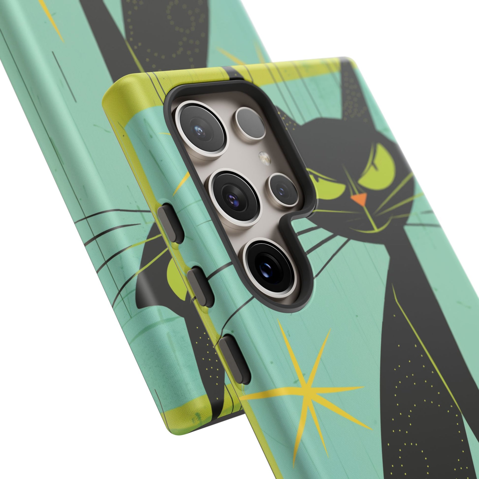 Mid-Century Modern Phone Case, Mid Mod Android Case, Atomic Cats Android Case, Retro Chic Smartphone Cover, Unique Artistic Phone Accessory