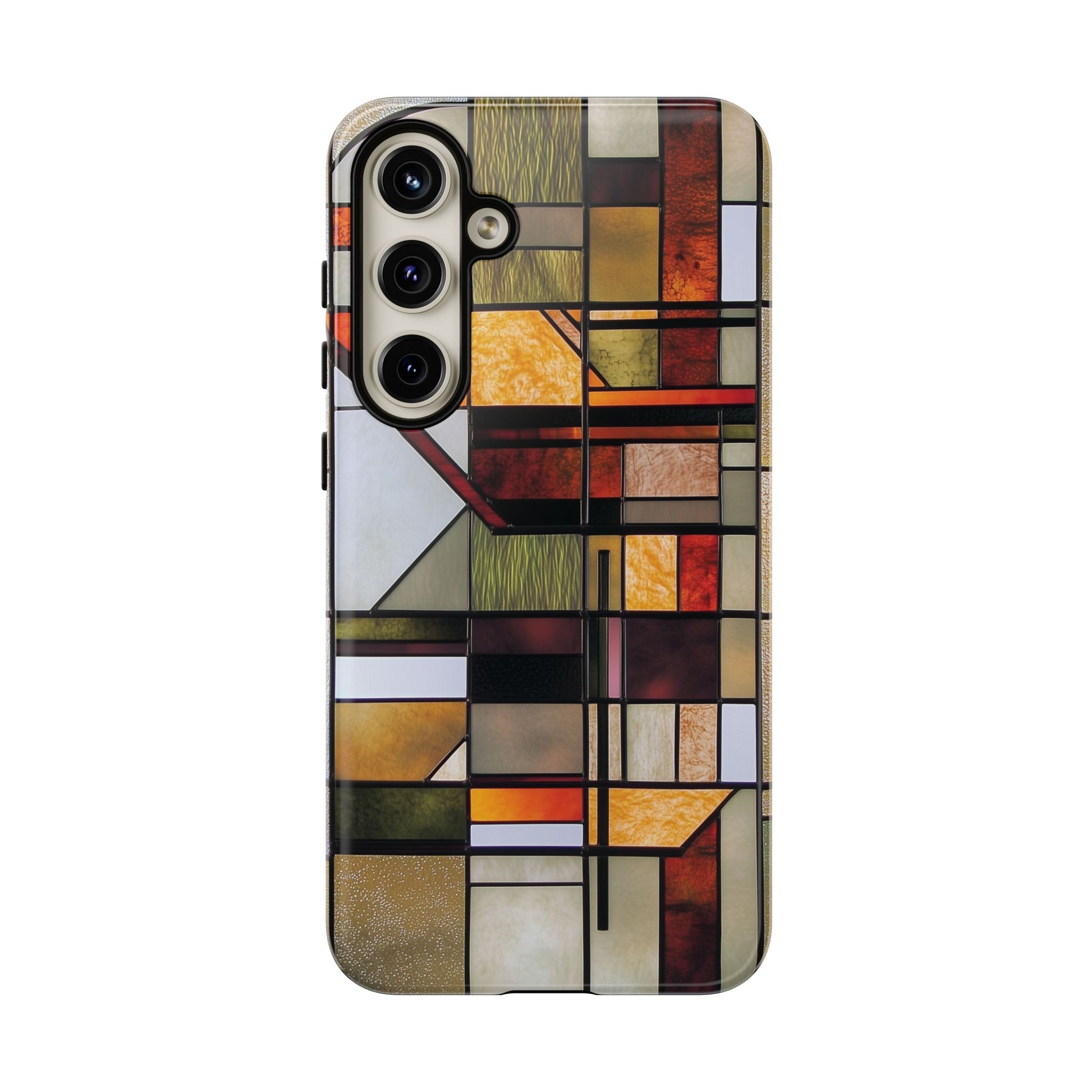 Stained Glass Phone Case Art Deco Frank Lloyd Wright Cottage Core Usonian Prairie Style Geometric Stylish  iPhone 14 15 16 Pro