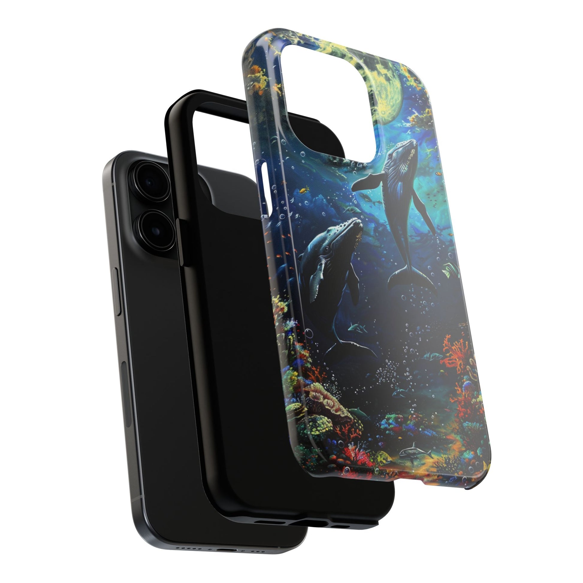 Moonlit Whales Underwater Phone Case - Durable and Stunning Protective Cover