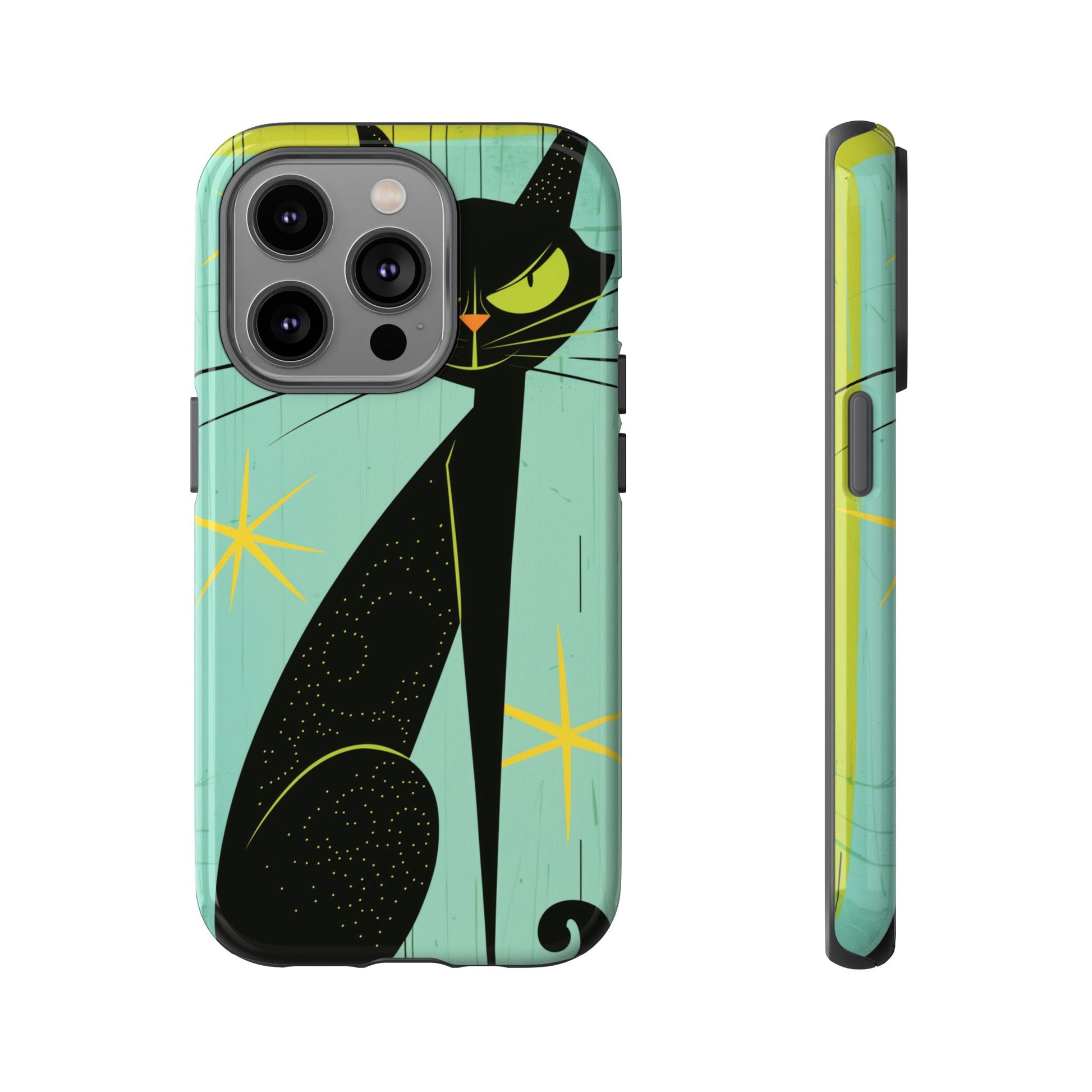 Mid-Century Modern Phone Case, Mid Mod Android Case, Atomic Cats Android Case, Retro Chic Smartphone Cover, Unique Artistic Phone Accessory