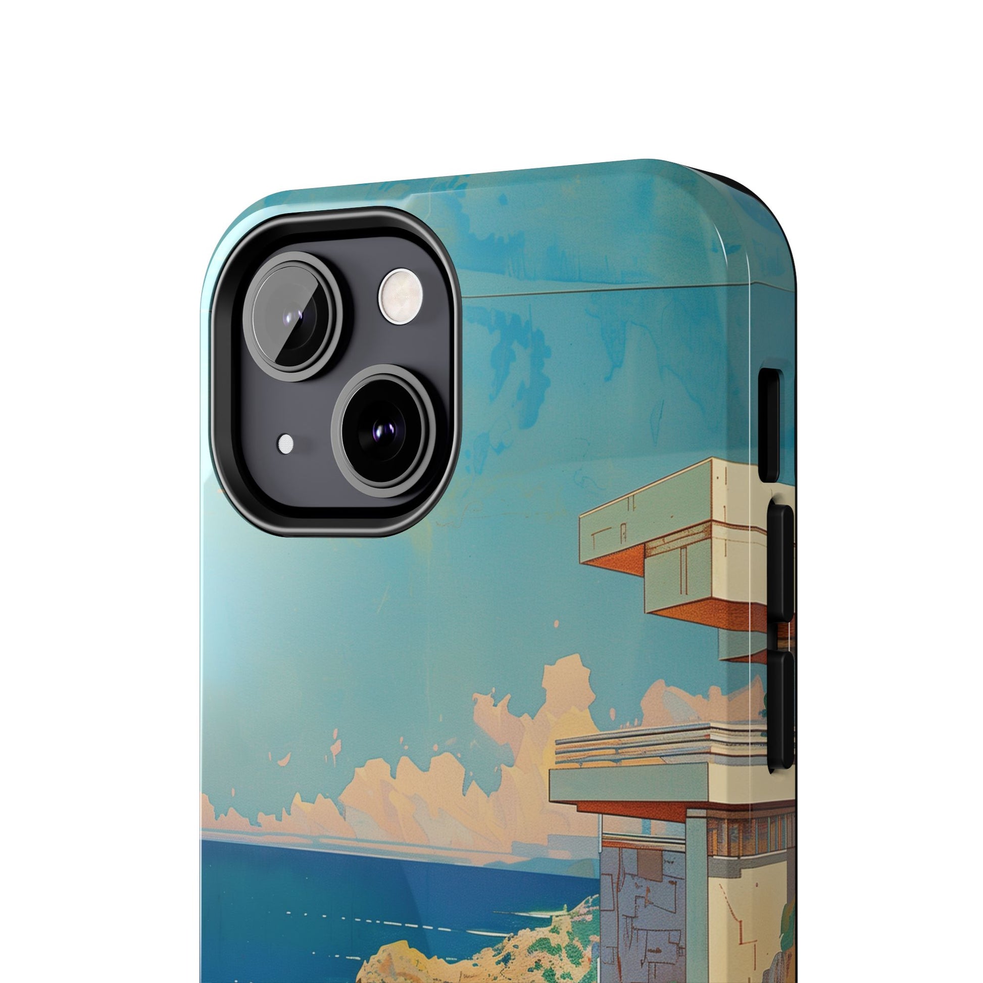 Retro Beach Scene Phone Case, Vintage Tropical Ocean iPhone Case, Summer Beach Phone Cover for iPhone, iphone 15 pro max