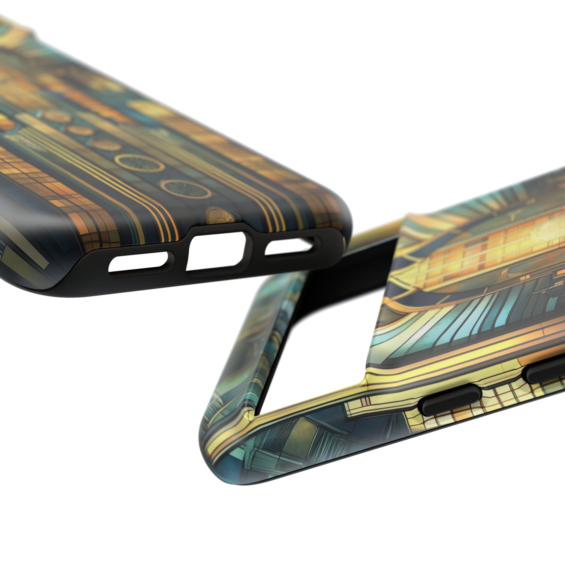 Phone Case Art Deco City Frank Lloyd Wright Teal Gold Protective Covers, Stylish Accessories, Great Gatsby Noir Nouveau iPhone 14 15 16 Pro