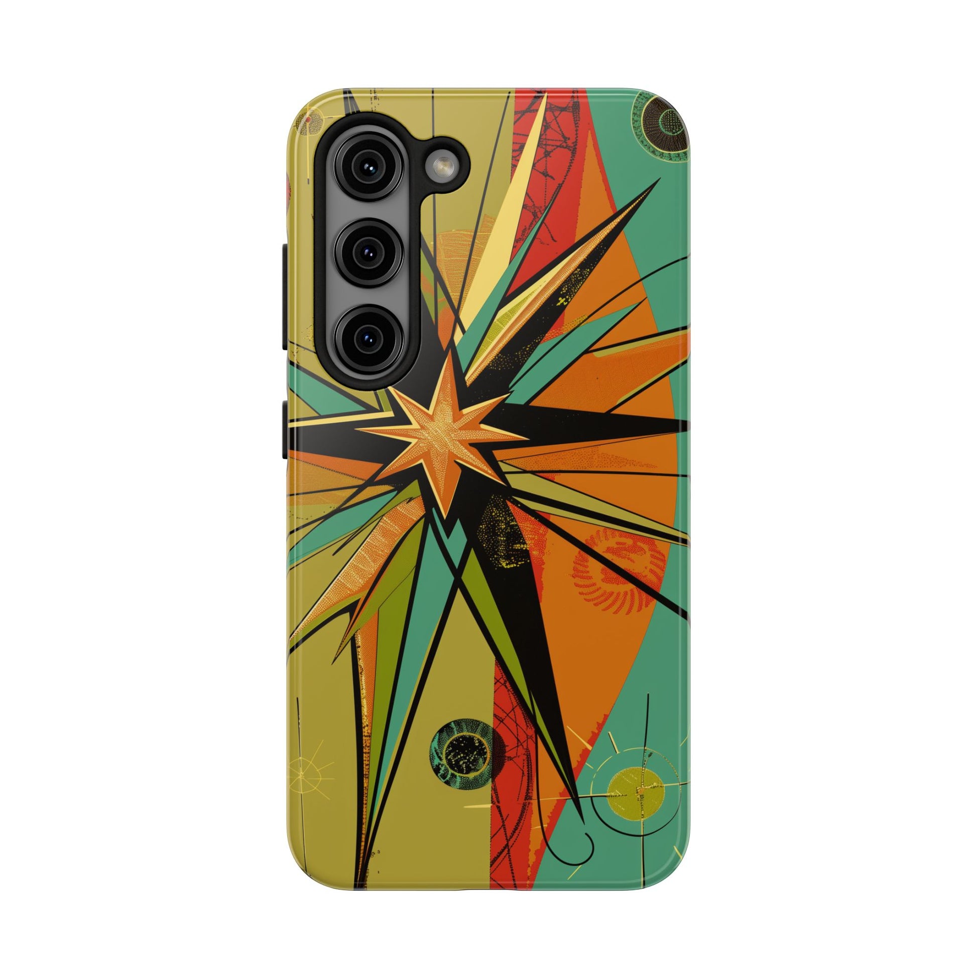 Mid Century Modern Star Design Phone Case, Earth Tone Colors, Retro Style Smartphone Cover, Vintage Phone Case, iPhone 14 Case, Apple iPhone