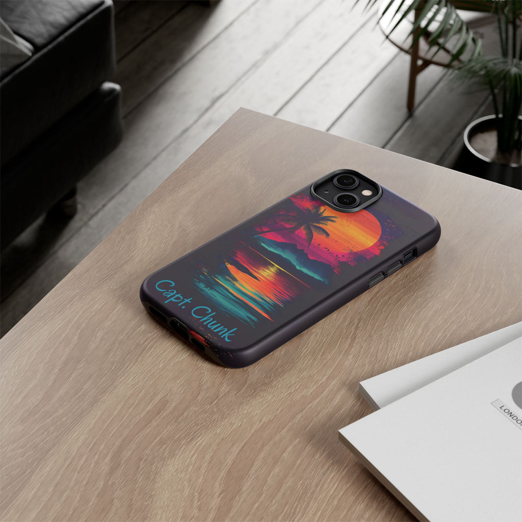 Custom Personalized Retro Palm Tree Sunset Phone Case iPhone 14 15 16 Pro Max Galaxy S24 Google Pixel Mountain Beach Fantasy Surfing Neon