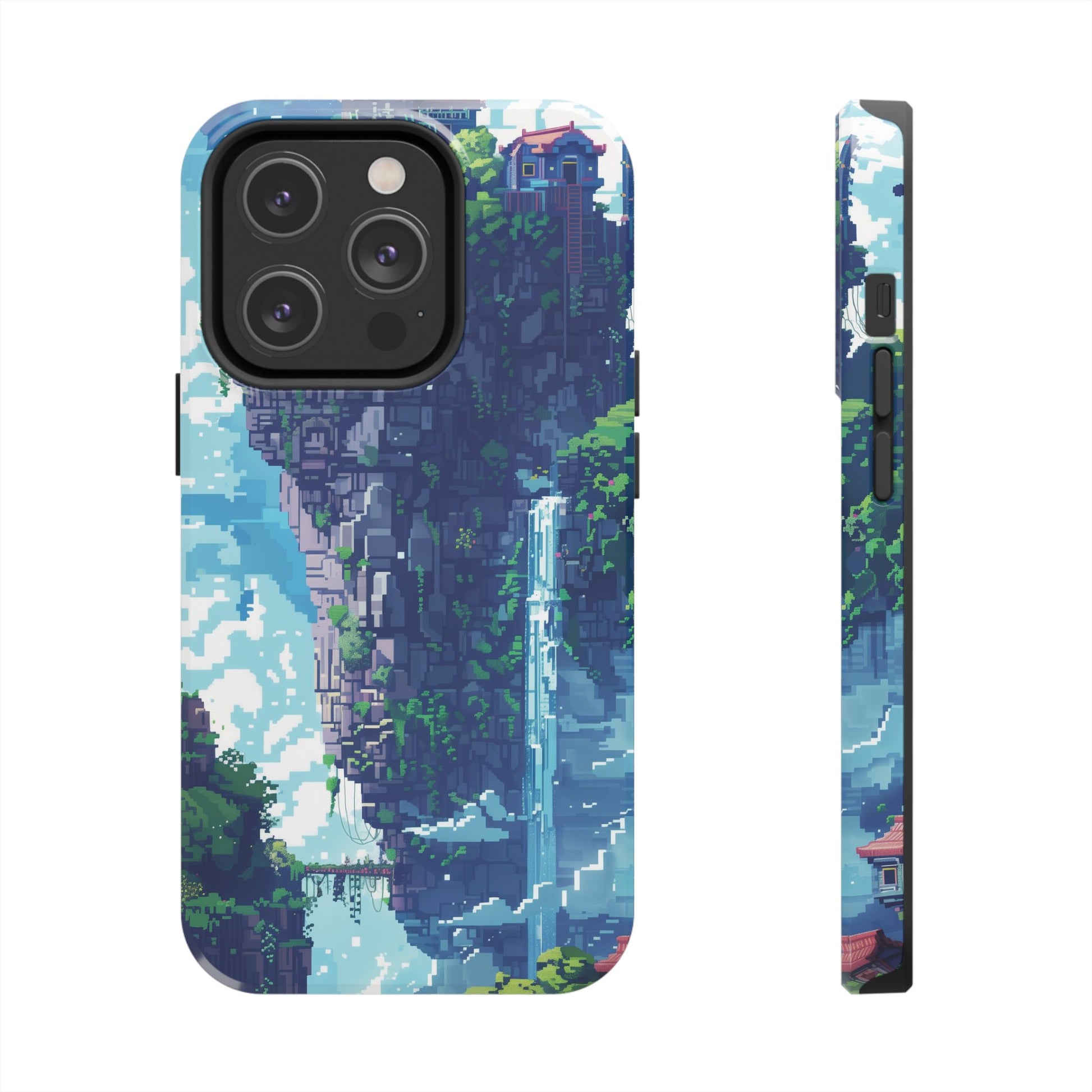 Pixel Art Video Game Landscapes Phone Case, Retro Gaming Pixelated Design, Geeky Gamer Phone Cover, Unique Video Game Art Accessories