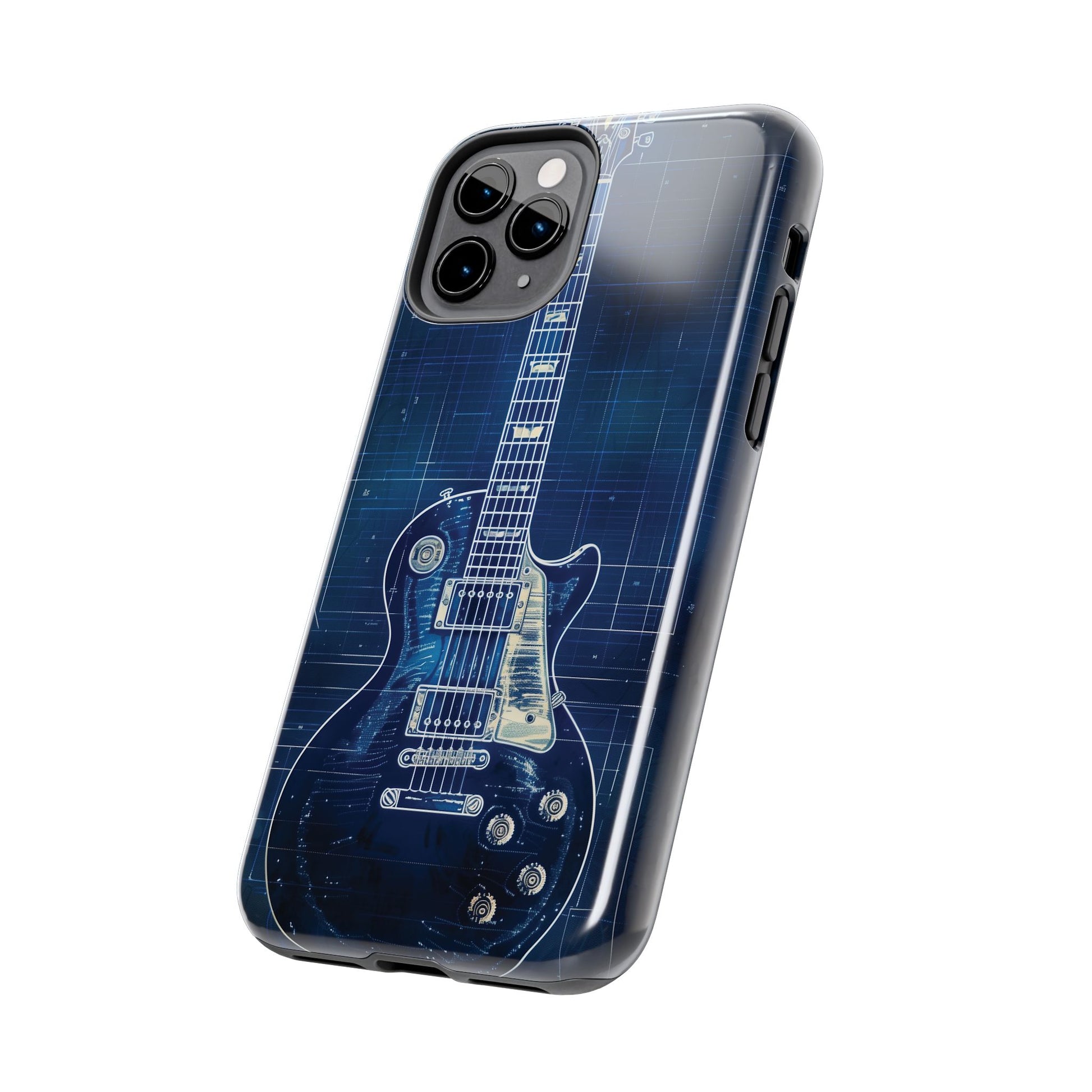 Guitar Phone Case, Guitar Blueprint iPhone Cover, Vintage Guitar Design, Custom iPhone Covers, Rock Music Phone Accessories, Musician Gift