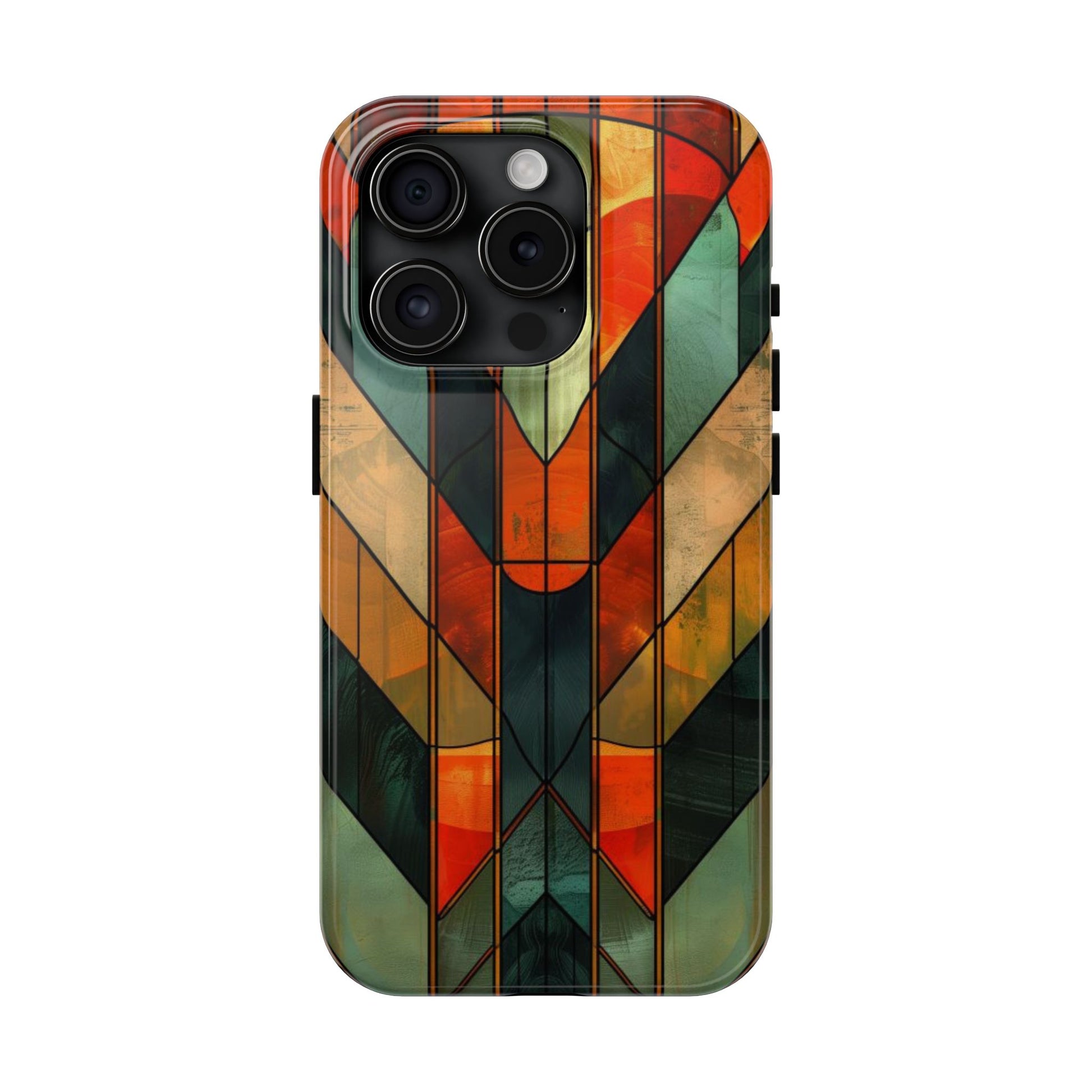 Noir Art Deco Colorful Stained Glass - Durable Dual Layer Iphone Case - Architect Phone Case