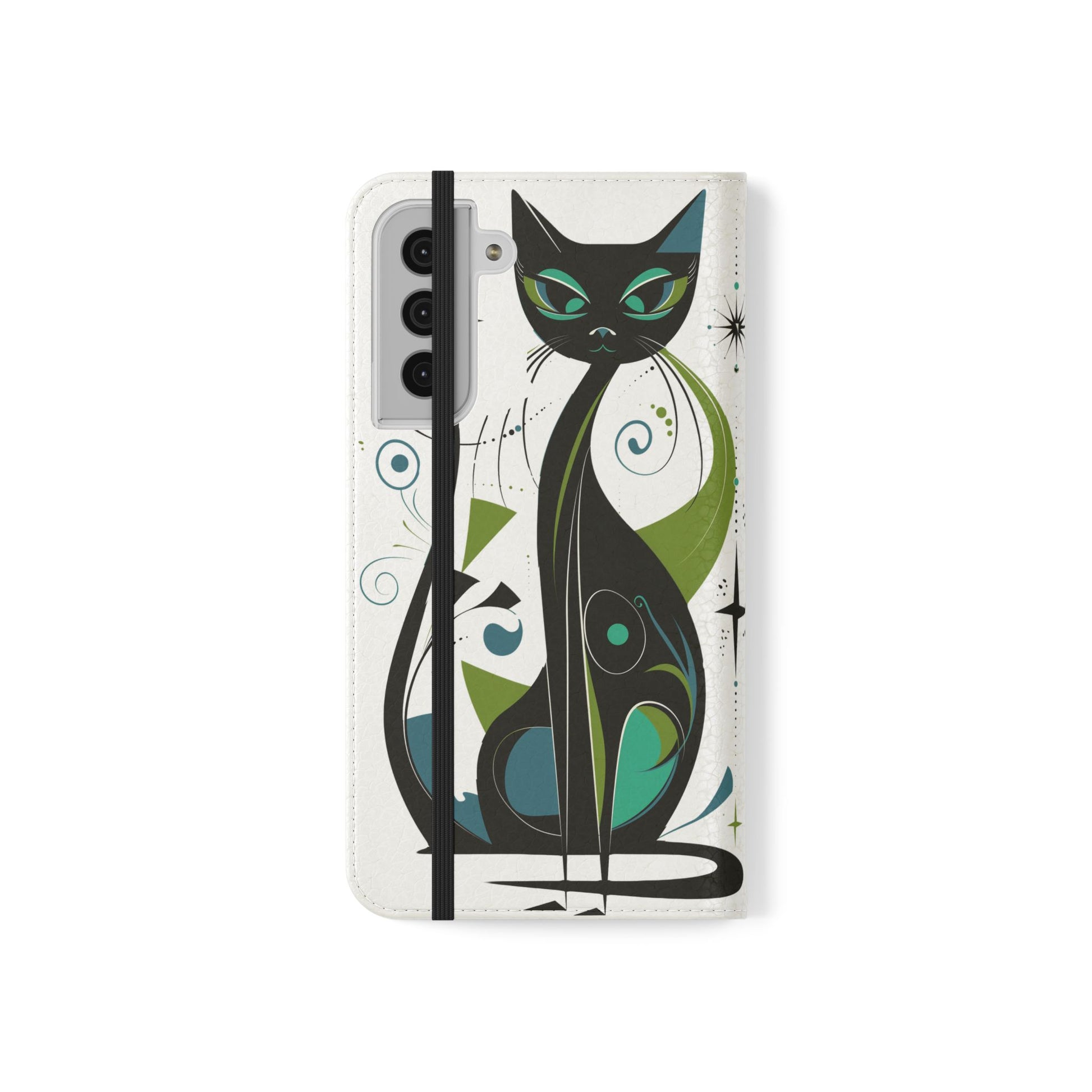 Mid-Century Modern Flip Case, Mid Mod Phone Case, Atomic Cats Case, Retro Chic Smartphone Cover, Android, Apple, Samsung Atomic Cats