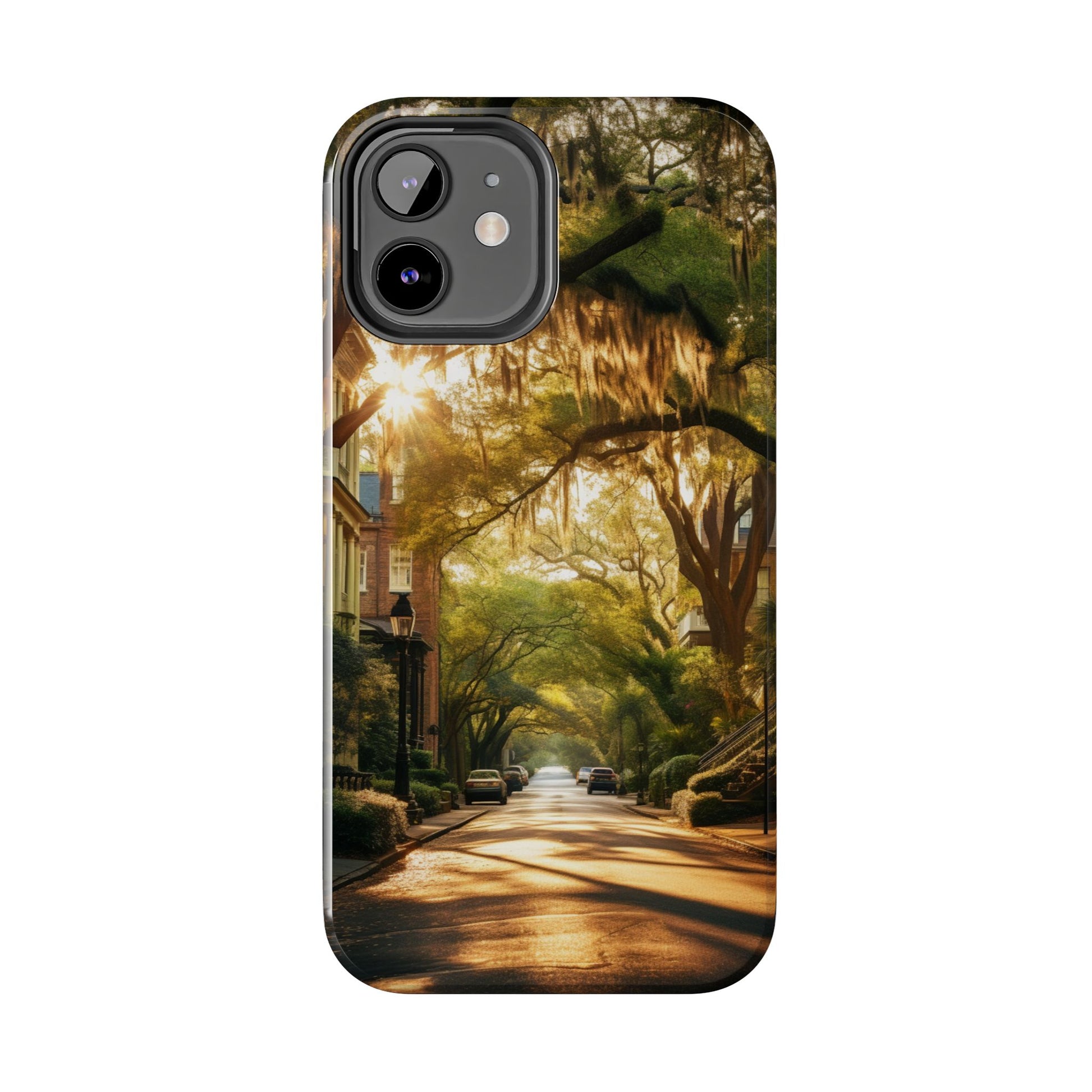 Historic Savannah Georgia Street Scene Phone Case - Unique Protective Cover for iPhone Models, Perfect Souvenir or Gift