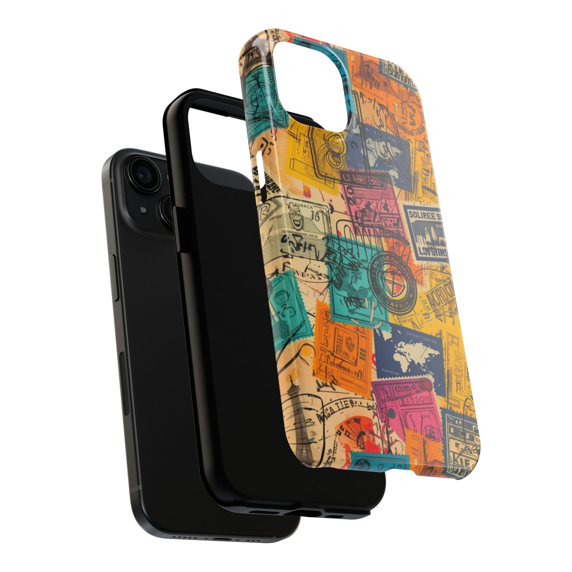 Travel Stamps Tough Case - Durable iPhone case Vintage Travel Stamps Design - Adventure Inspired Case - Protective Global Destination Prints