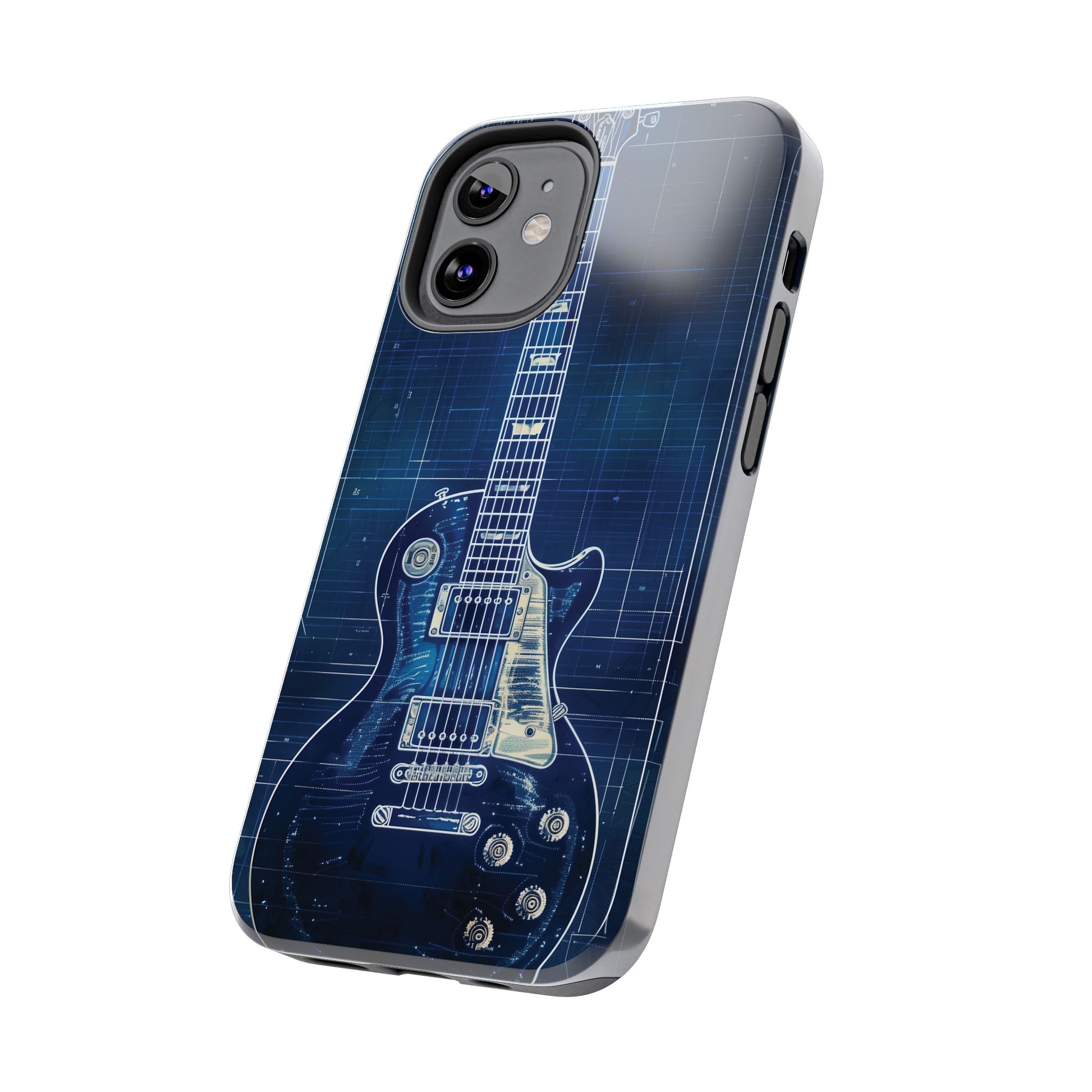 Guitar Phone Case, Guitar Blueprint iPhone Cover, Vintage Guitar Design, Custom iPhone Covers, Rock Music Phone Accessories, Musician Gift