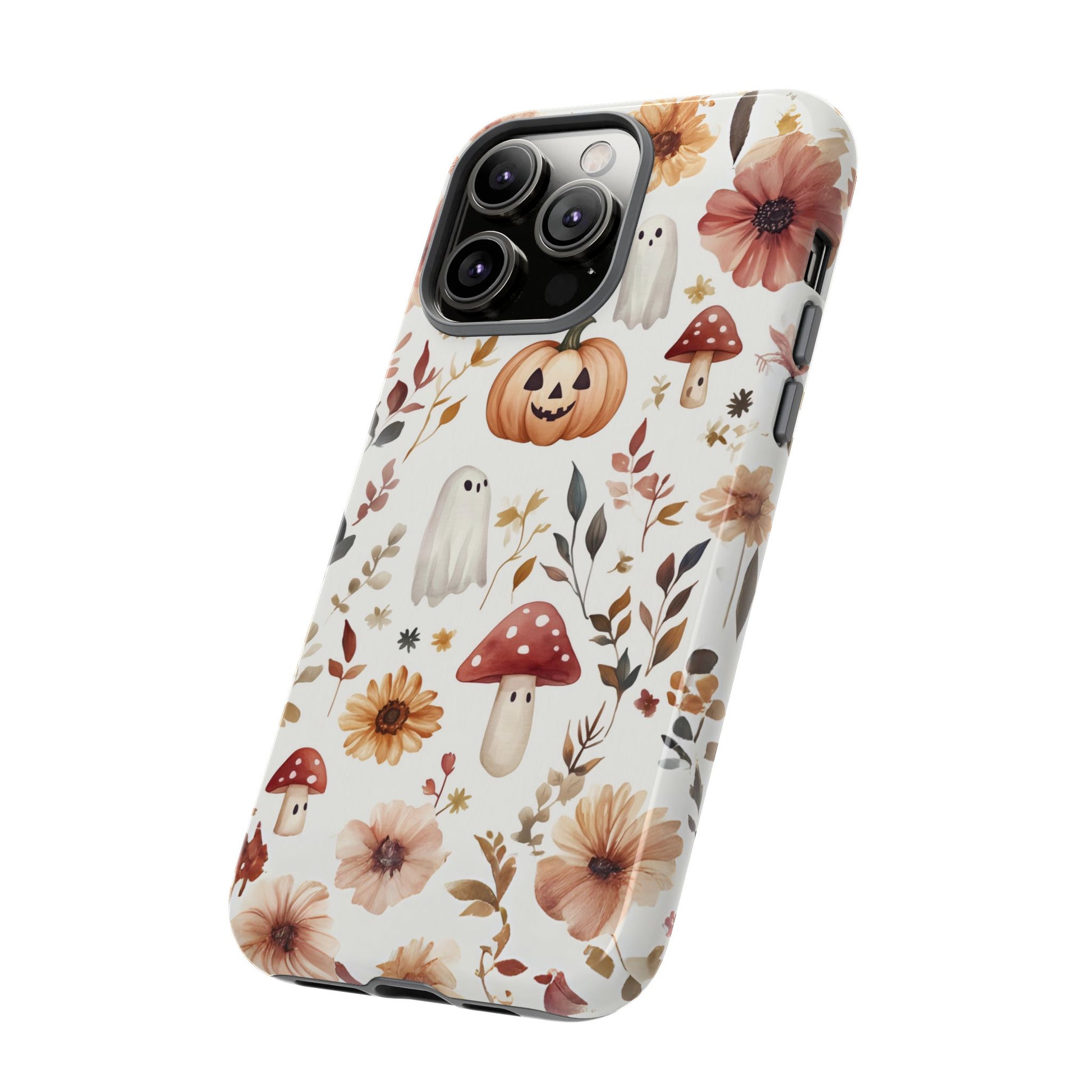 Cottagecore Fall Floral Phone Case for iPhone Samsung Pixel Autumn Pumpkin Tough Case iPhone 16 15 14 13 Pro Max
