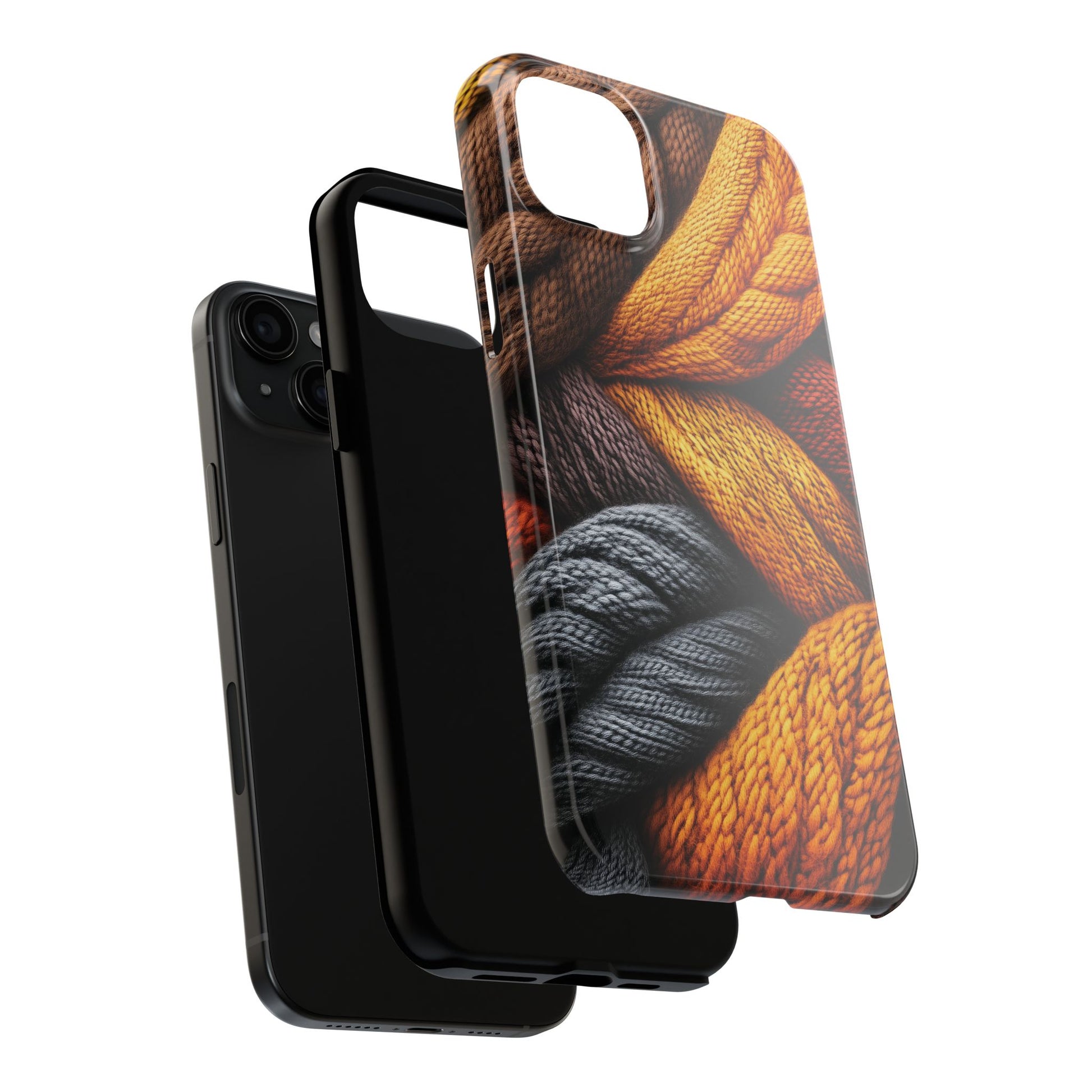 Fall Knit Sweater Cozy Cottagecore Phone Case Boho Embroidered Fall Colors Phone Cover for iPhone 13 14 15 Pro, Samsung Galaxy S22 S23
