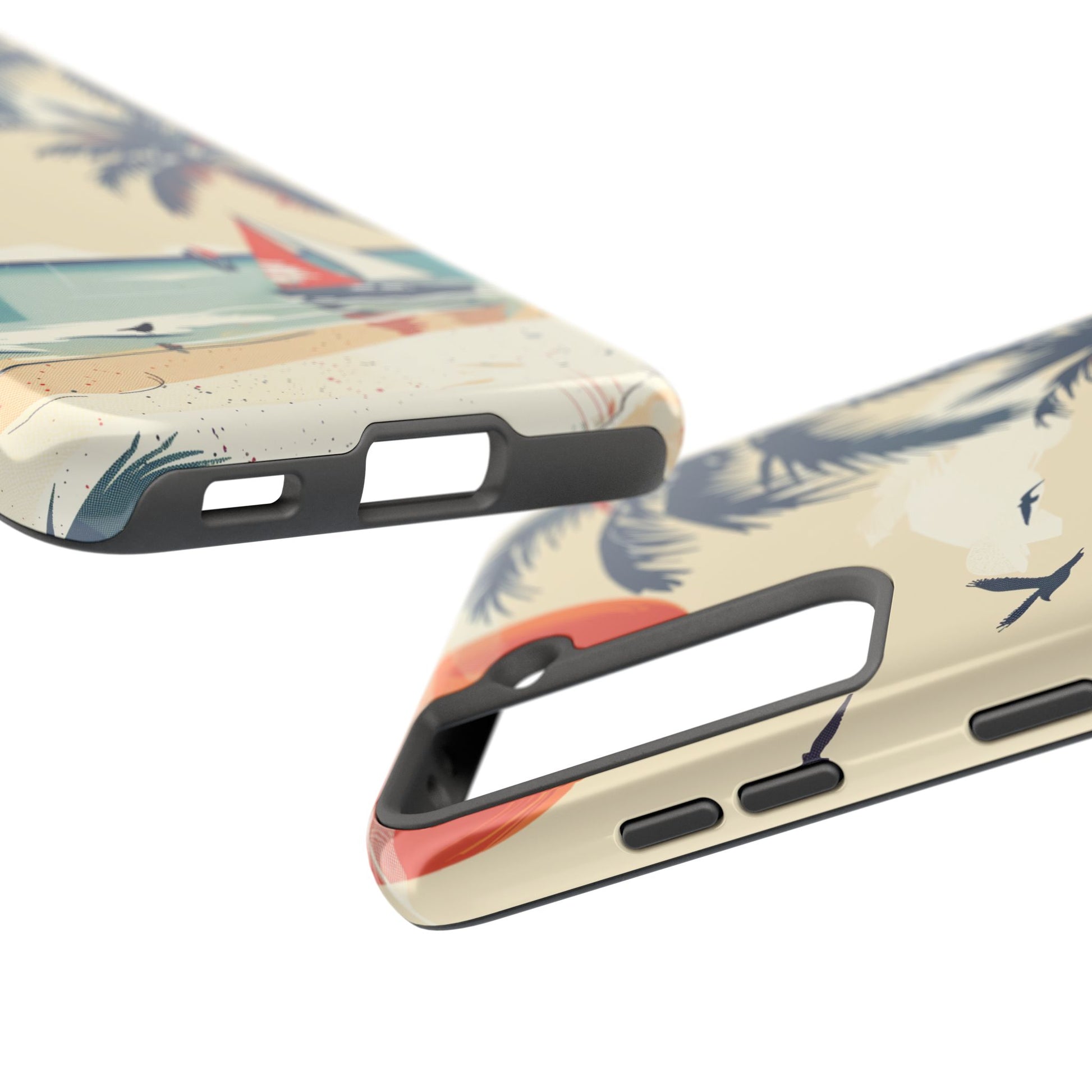 Retro Beach Scene Phone Case, Vintage Tropical Ocean iPhone Case, Summer Beach Phone Cover for iPhone, iphone 15 pro max