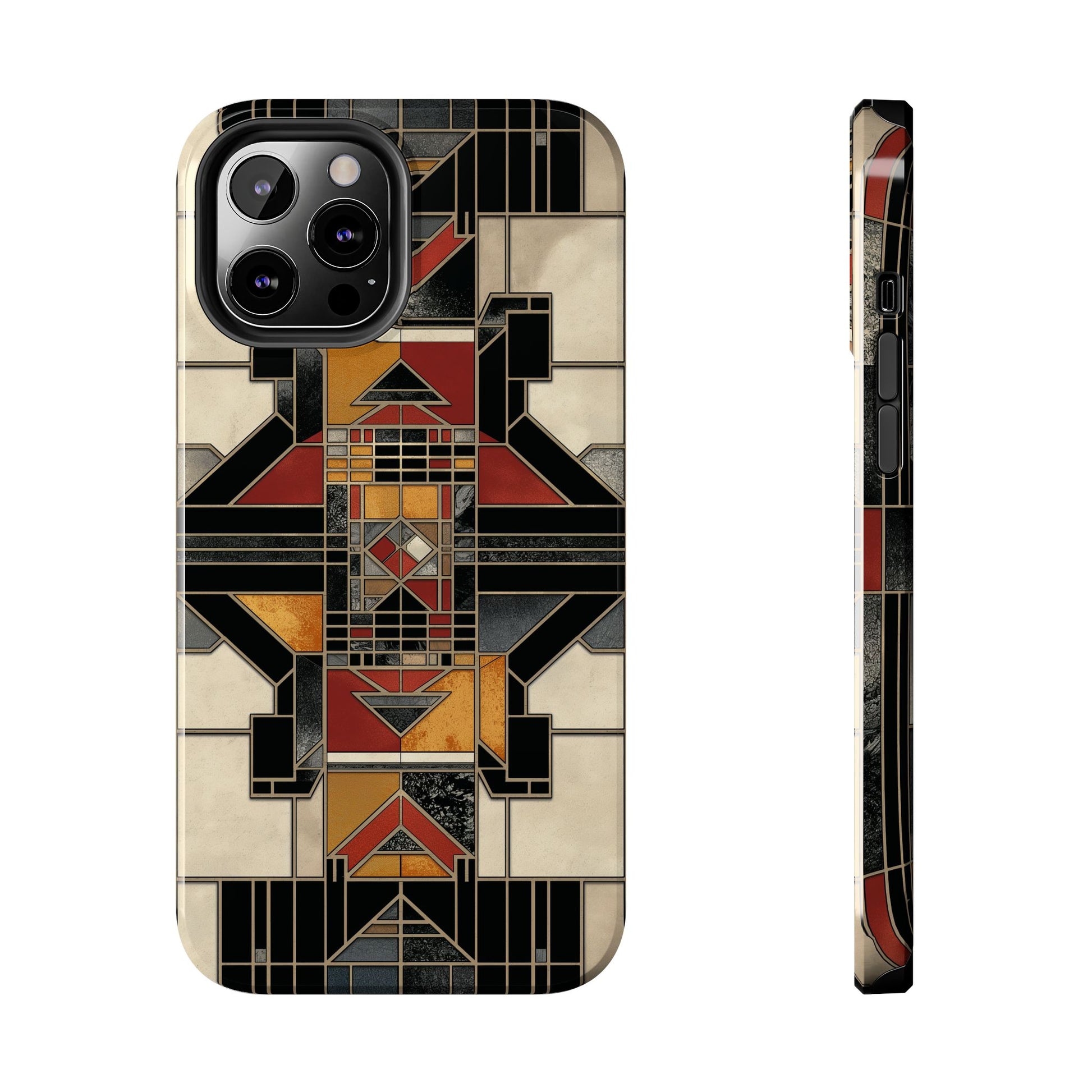 Frank Lloyd Wright Inspired Stained Glass Phone Case - Geometric Elegance for iPhone Models