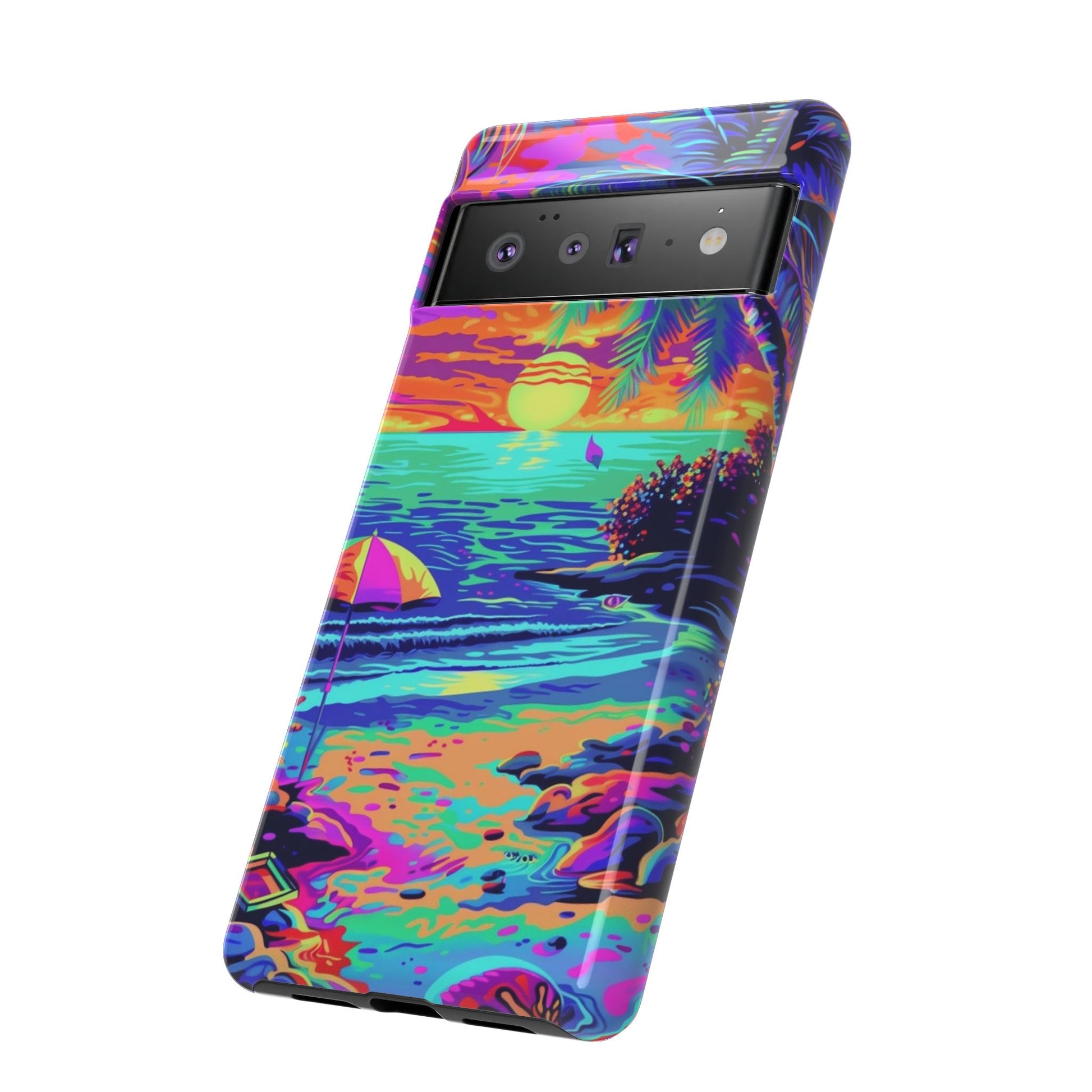 Beach Bliss: Durable Android Phone Case with Lisa Frank Style