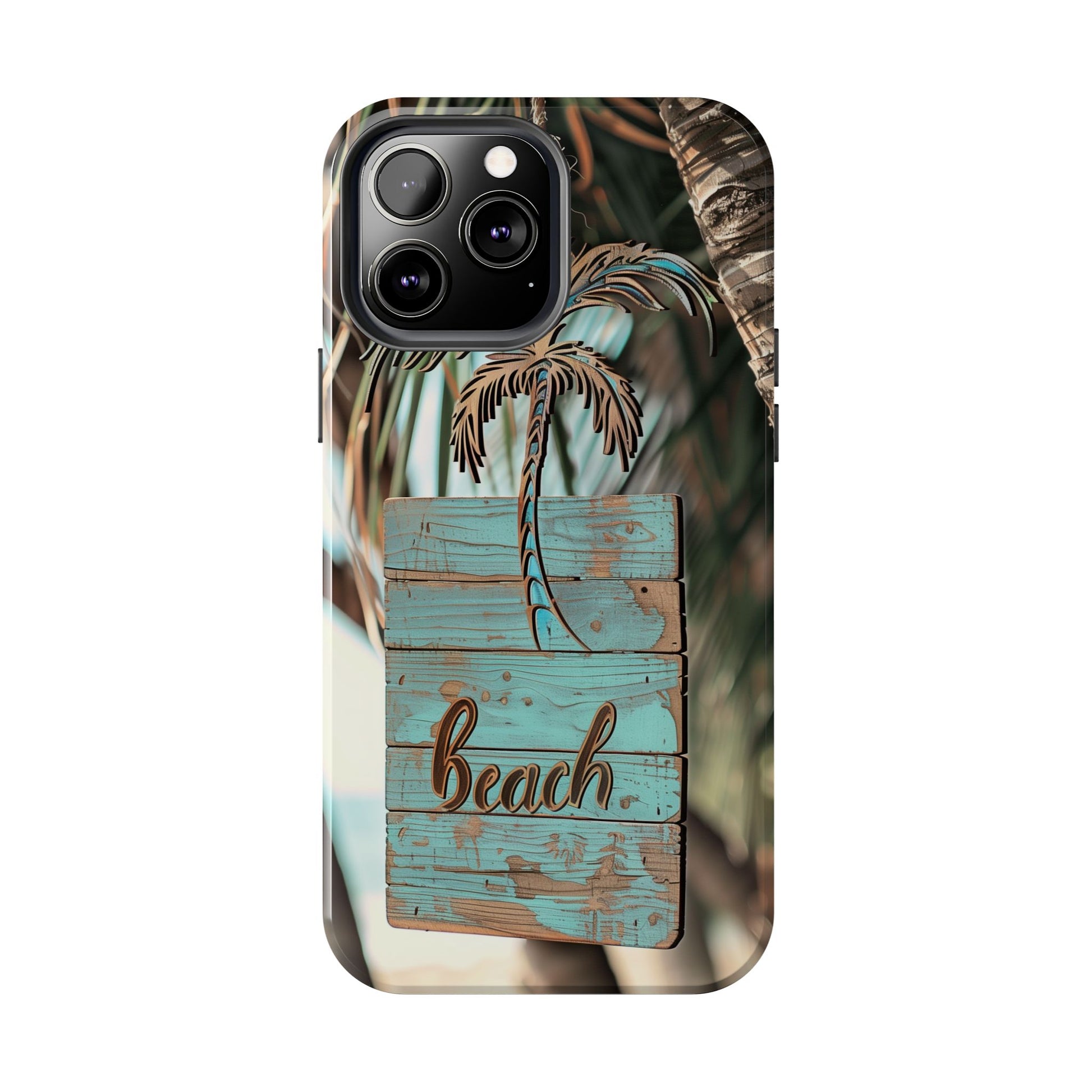 Durable Phone Case with Palm Tree Charm