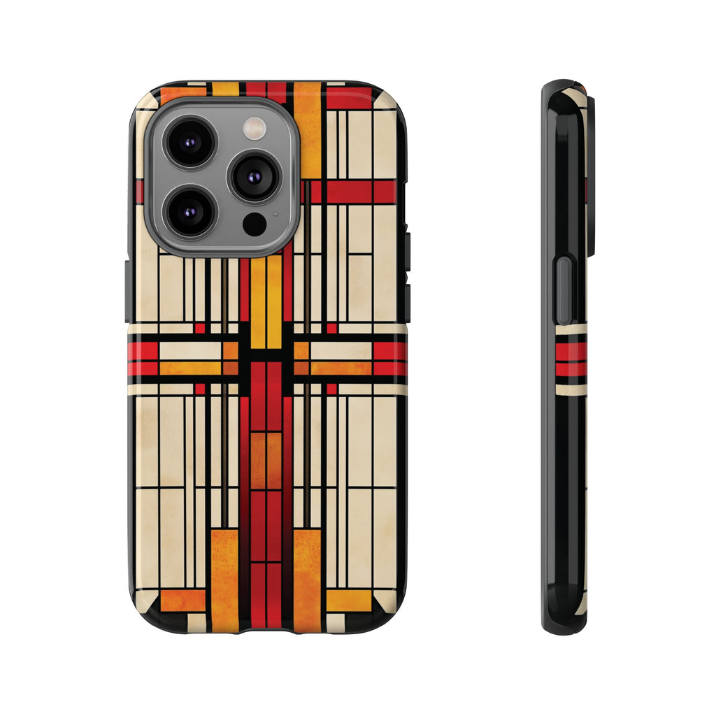 Art Deco Frank Lloyd Wright Stained Glass Southwest Phone Case Geometric Marble Gold 13 14 15 16 iPhone Pro Max Galaxy Pixel