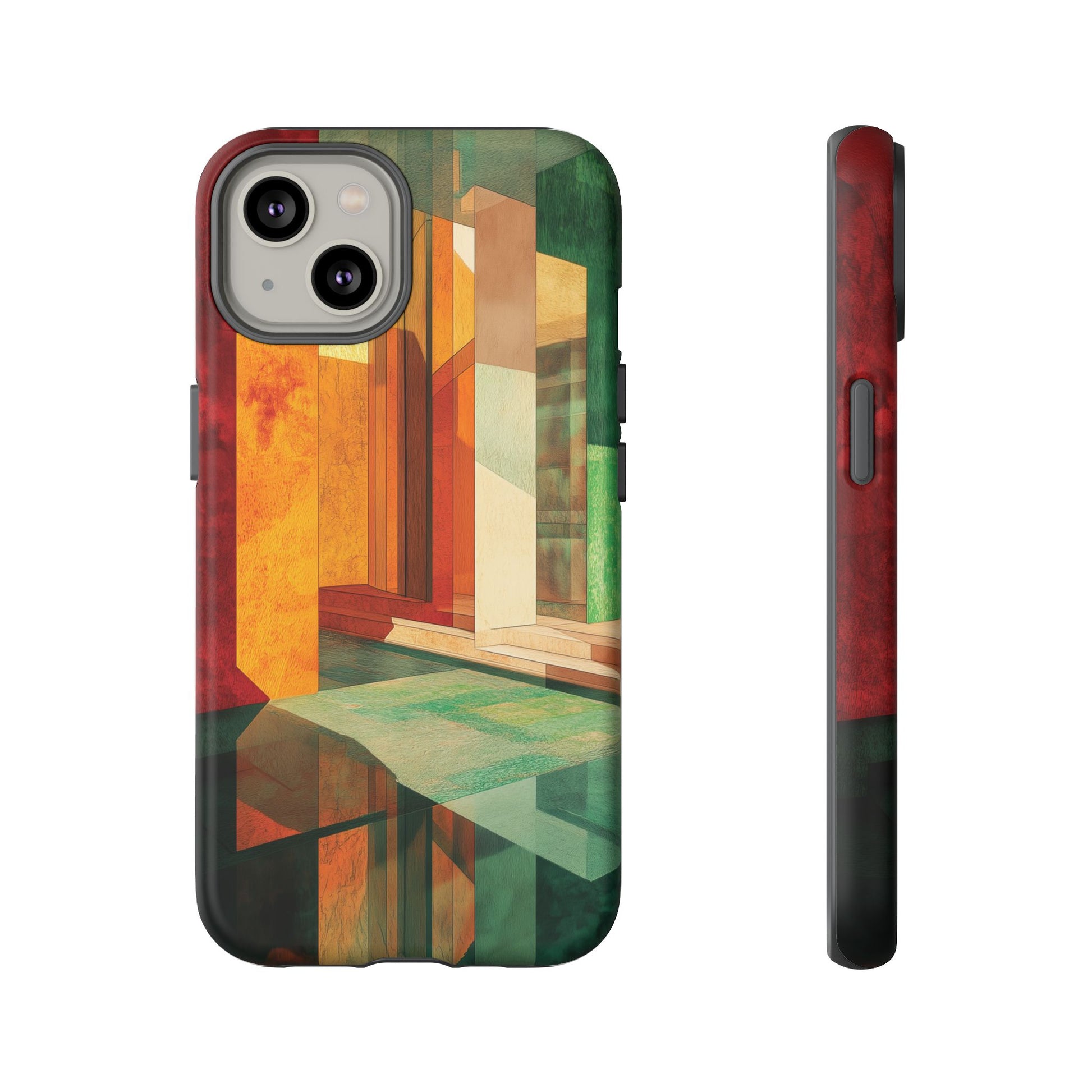 Art Deco Frank Lloyd Wright Inspired Usonian Phone Case Geometric Stained Glass Art Deco Marble Gold 13 14 15 16 iPhone Pro Max Galaxy Pixel