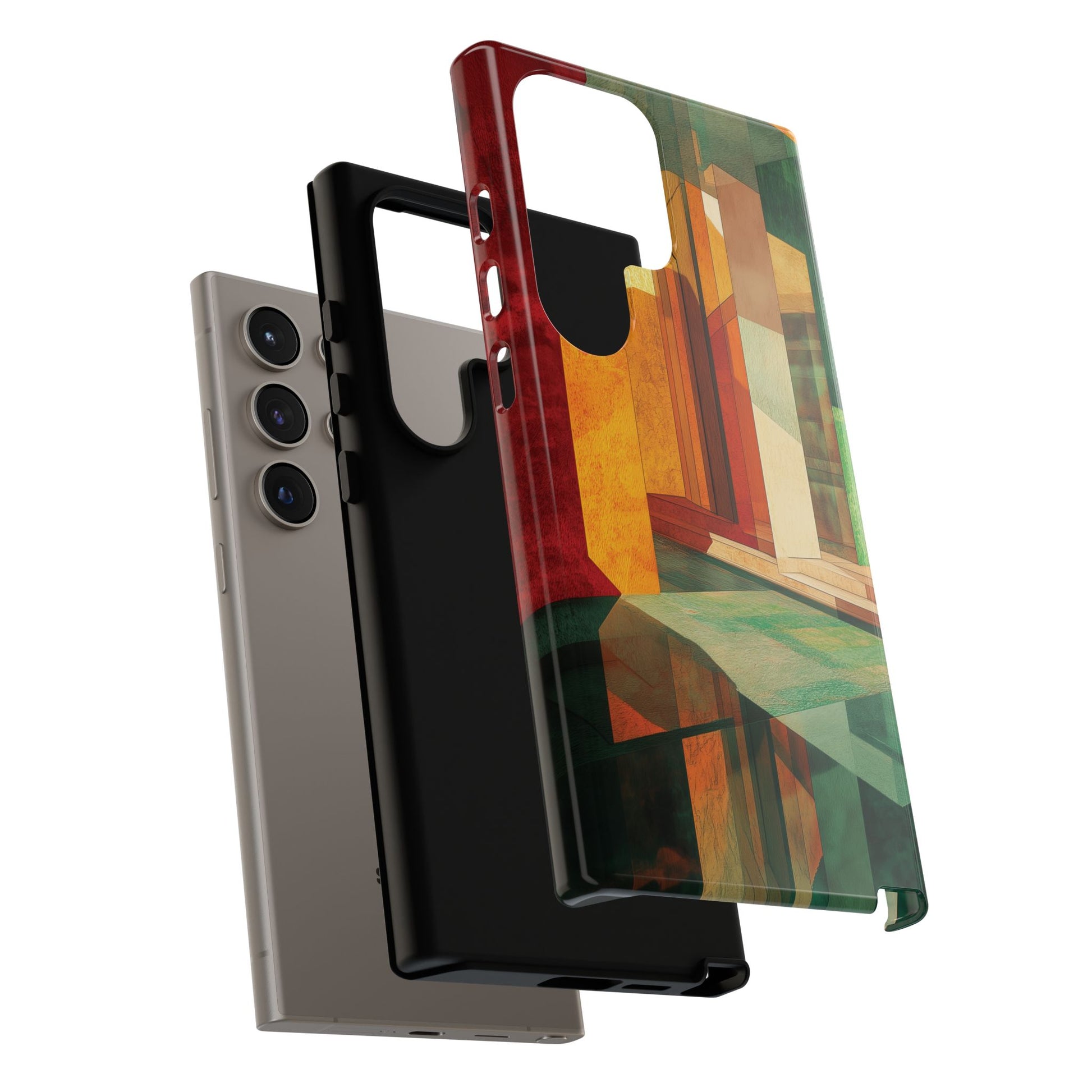 Art Deco Frank Lloyd Wright Inspired Usonian Phone Case Geometric Stained Glass Art Deco Marble Gold 13 14 15 16 iPhone Pro Max Galaxy Pixel