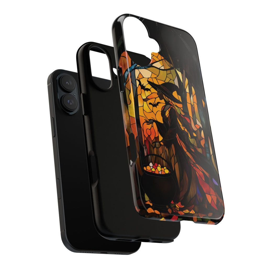 Dark Academia Halloween Witch Stained Glass Style