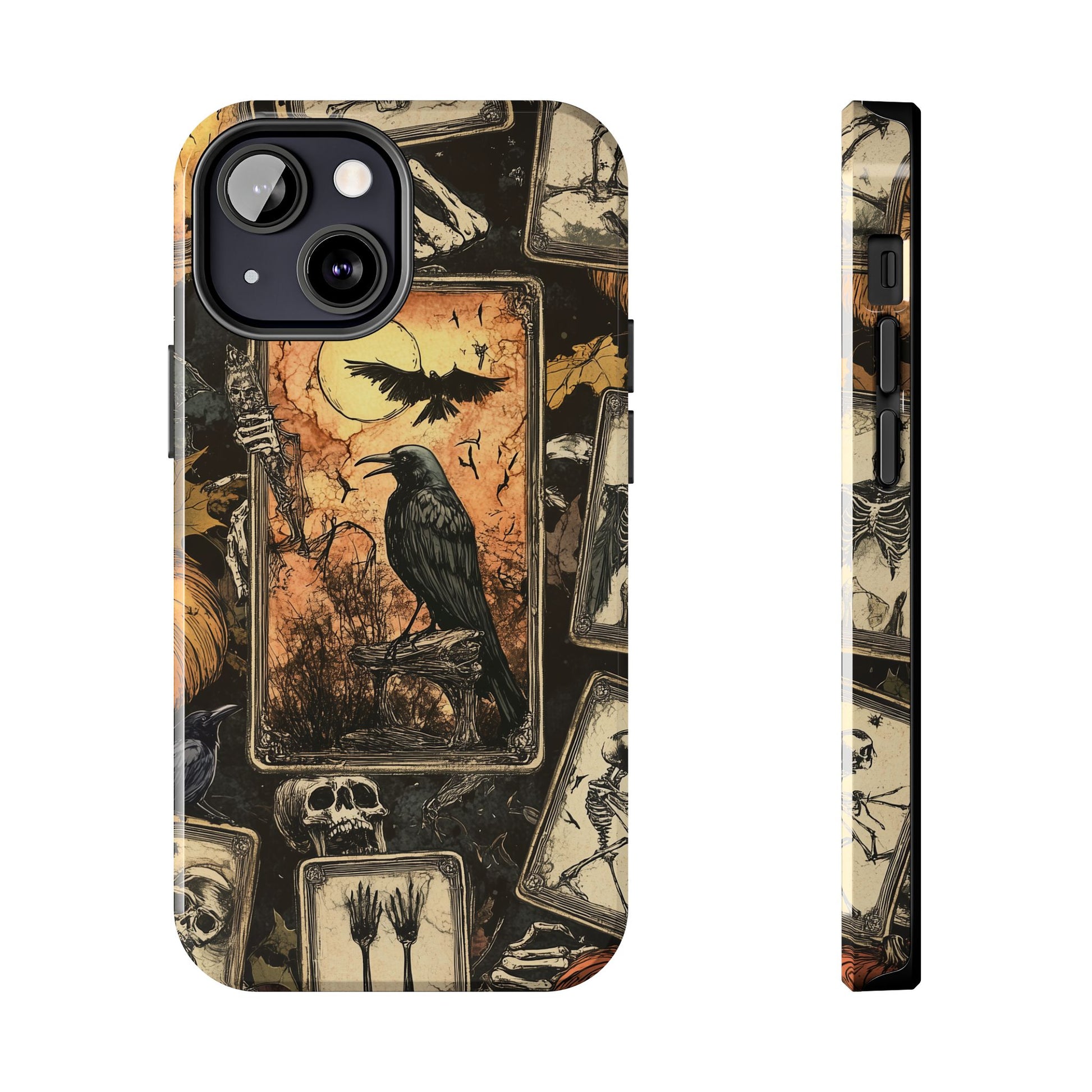 Mystical Phone Case Psychic Tarot The Crow Dark Academia Halloween Gothic Phone Case Street iPhone 15 Pro Max Samsung Galaxy B