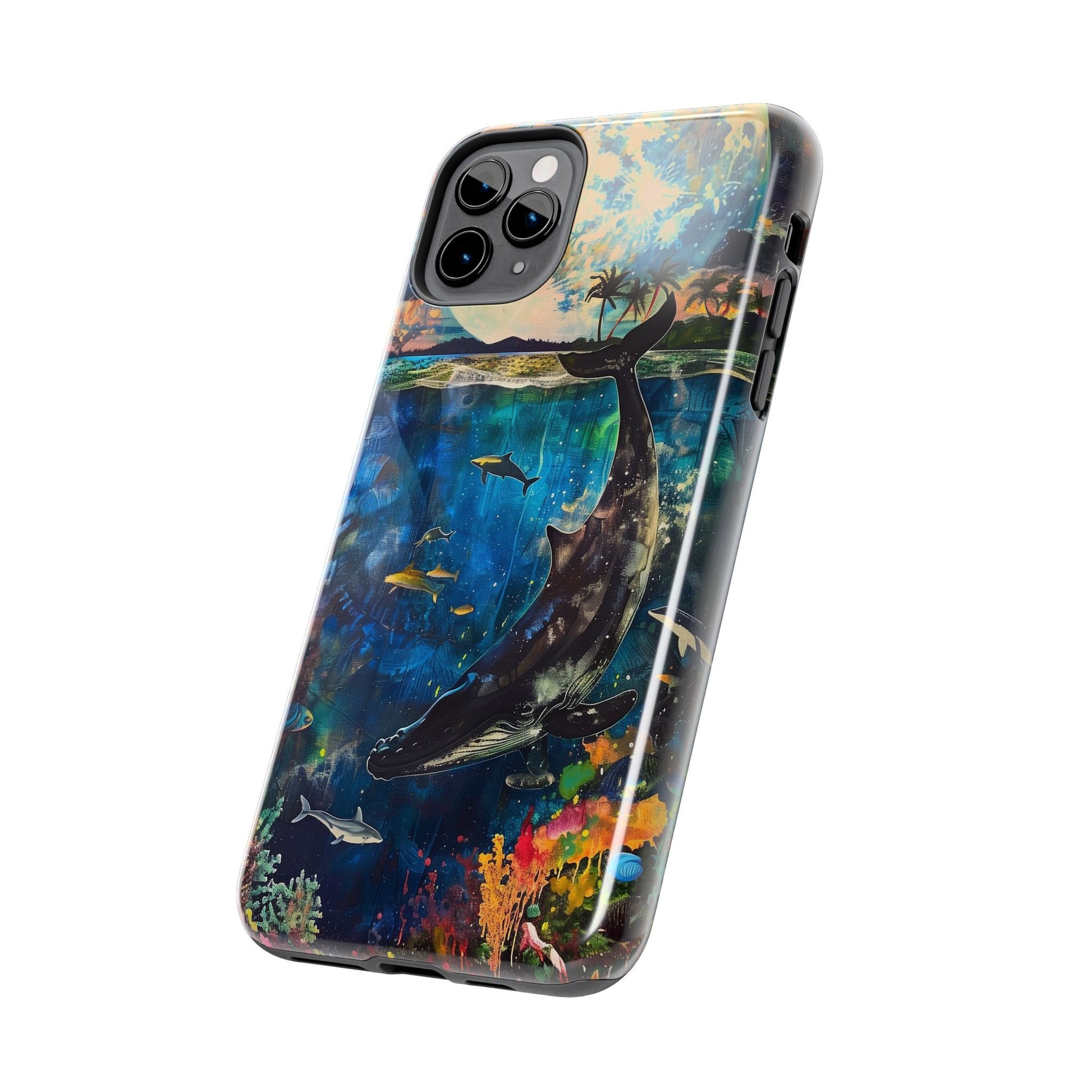 Abstract Moonlit Whale Underwater Phone Case - Durable and Stunning Protective Cover