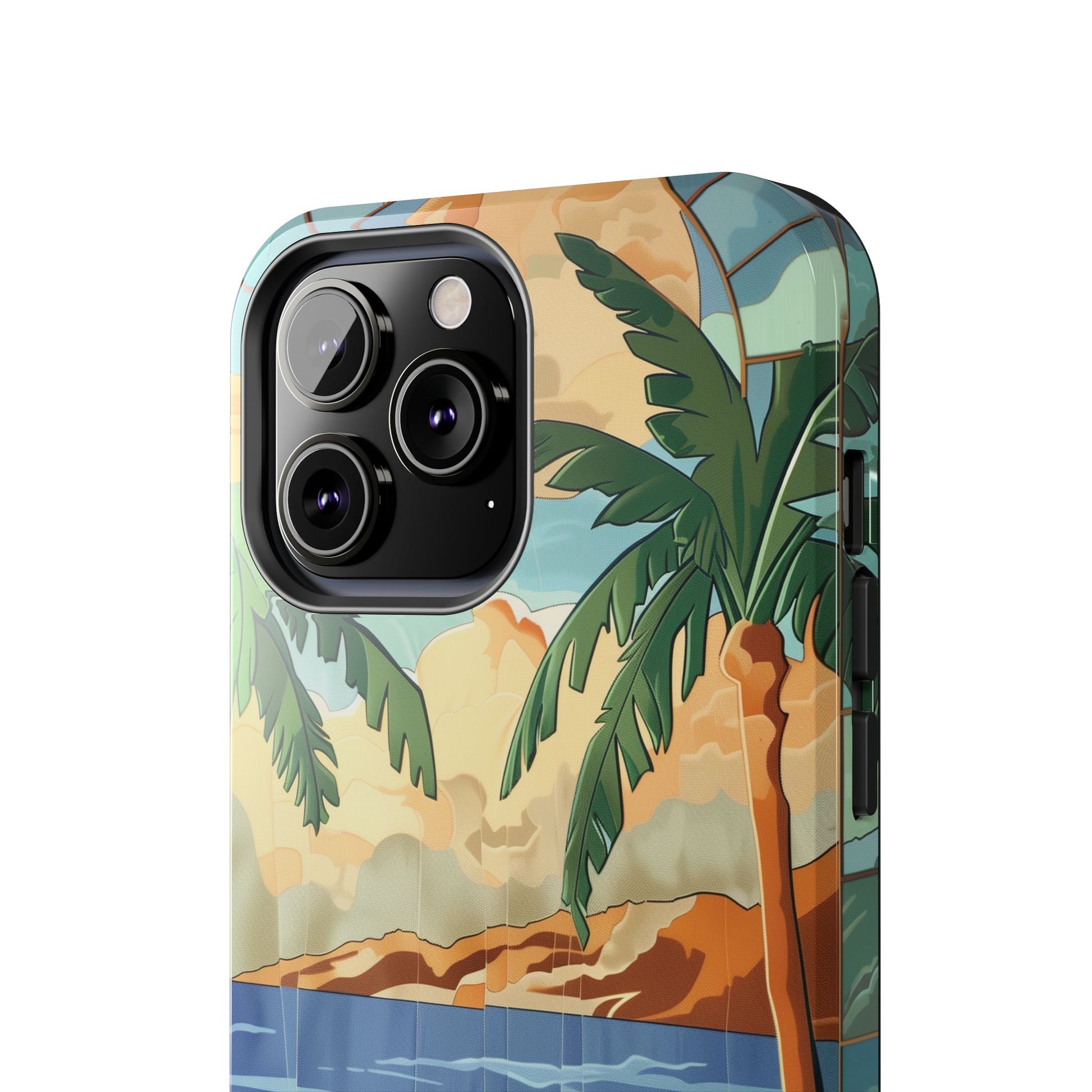 Retro Beach Scene Phone Case, Vintage Tropical Ocean iPhone Case, Summer Beach Phone Cover for iPhone, iphone 15 pro max
